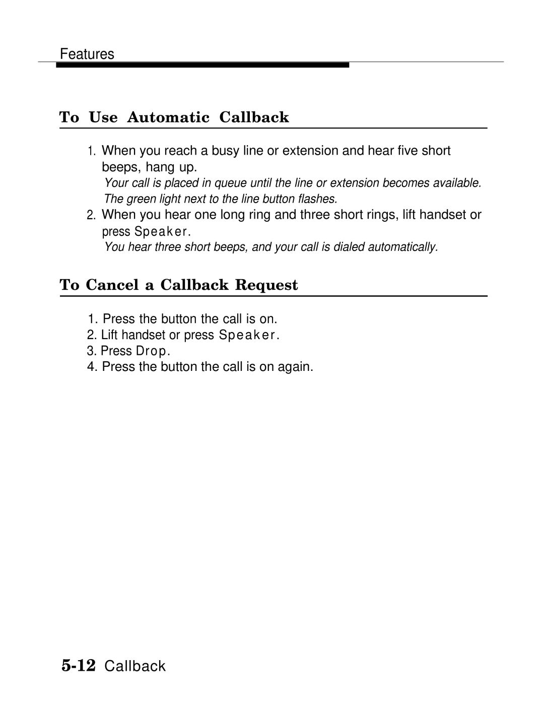 AT&T MLX20L, MLX-28D, MLX-10D manual To Use Automatic Callback, To Cancel a Callback Request 