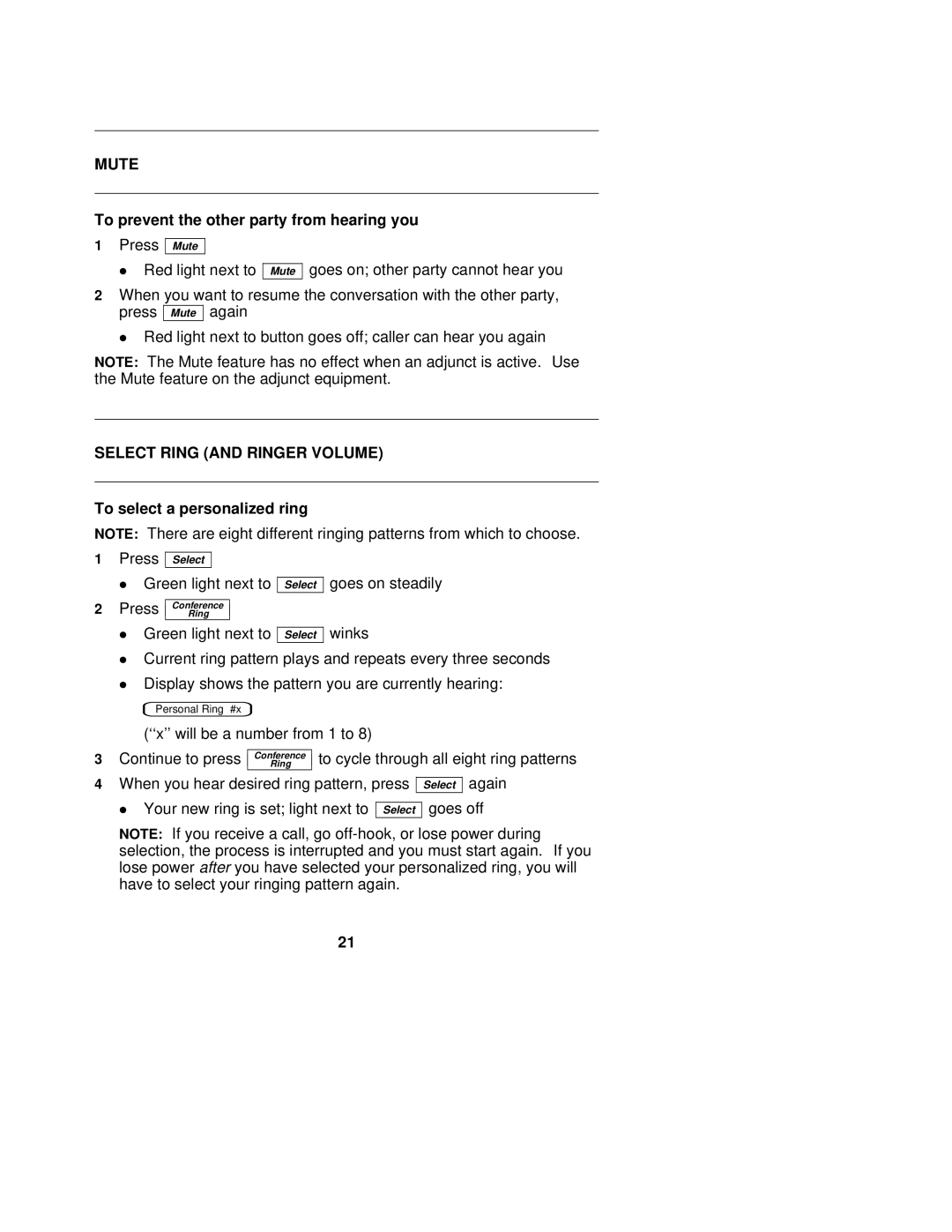 AT&T Not Availab installation instructions Mute, To prevent the other party from hearing you, Select Ring and Ringer Volume 