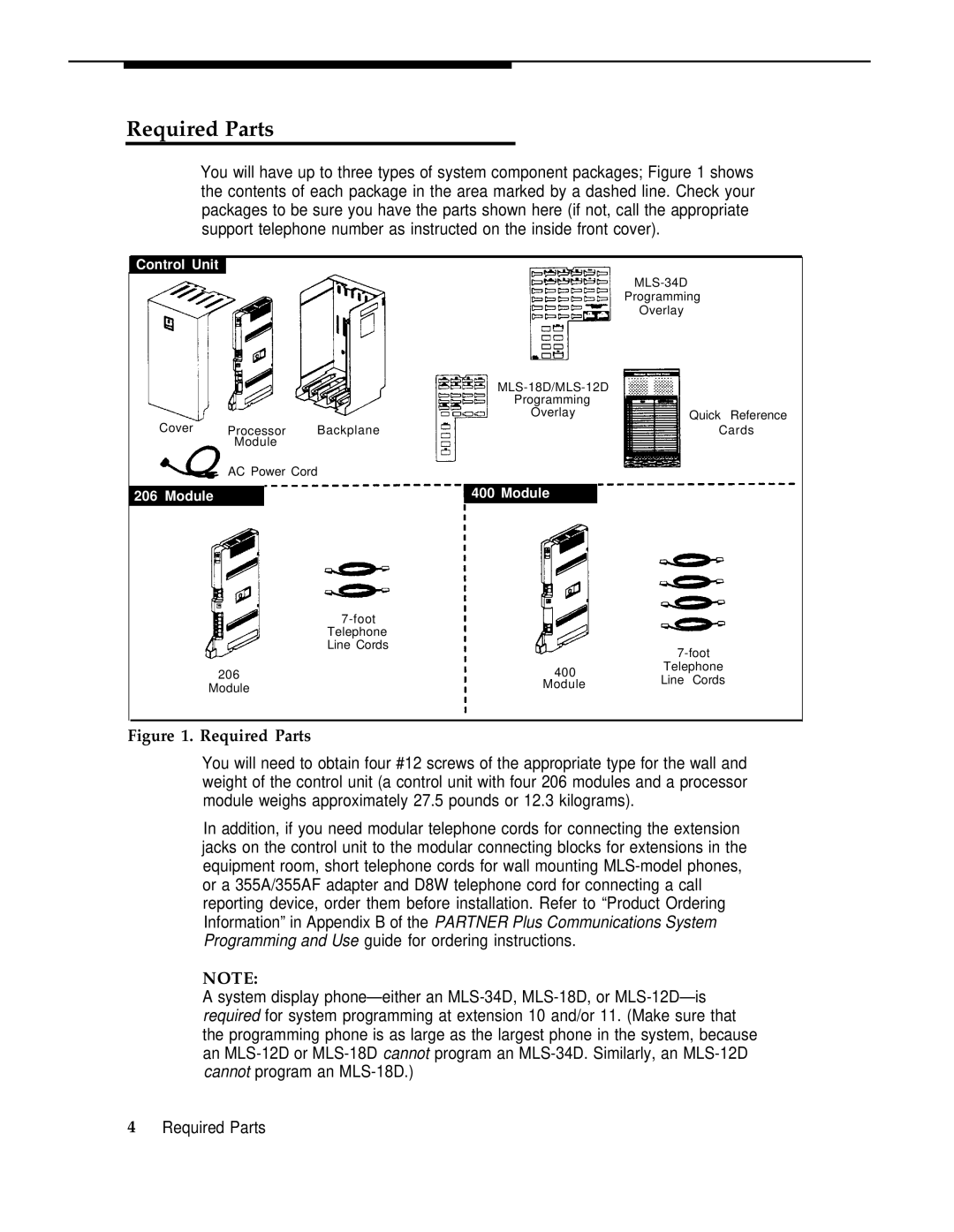 AT&T PARTNER Plus Communications System Release 3 manual Required Parts 