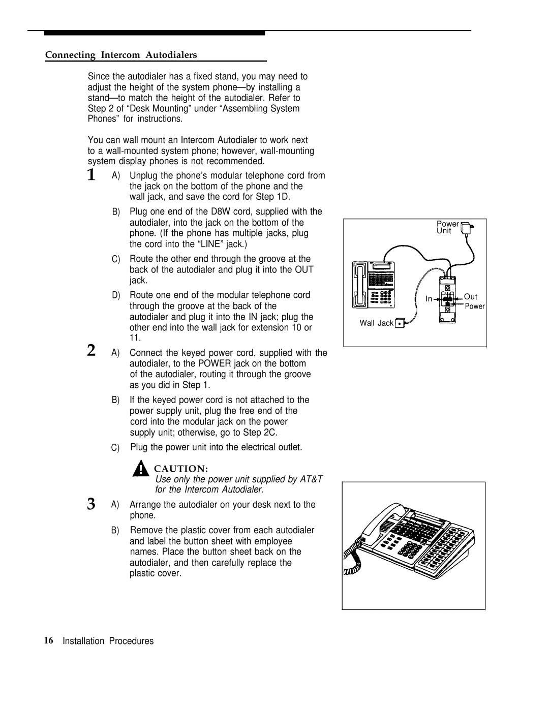 AT&T Partner Plus manual Connecting Intercom Autodialers, For the Intercom Autodialer 