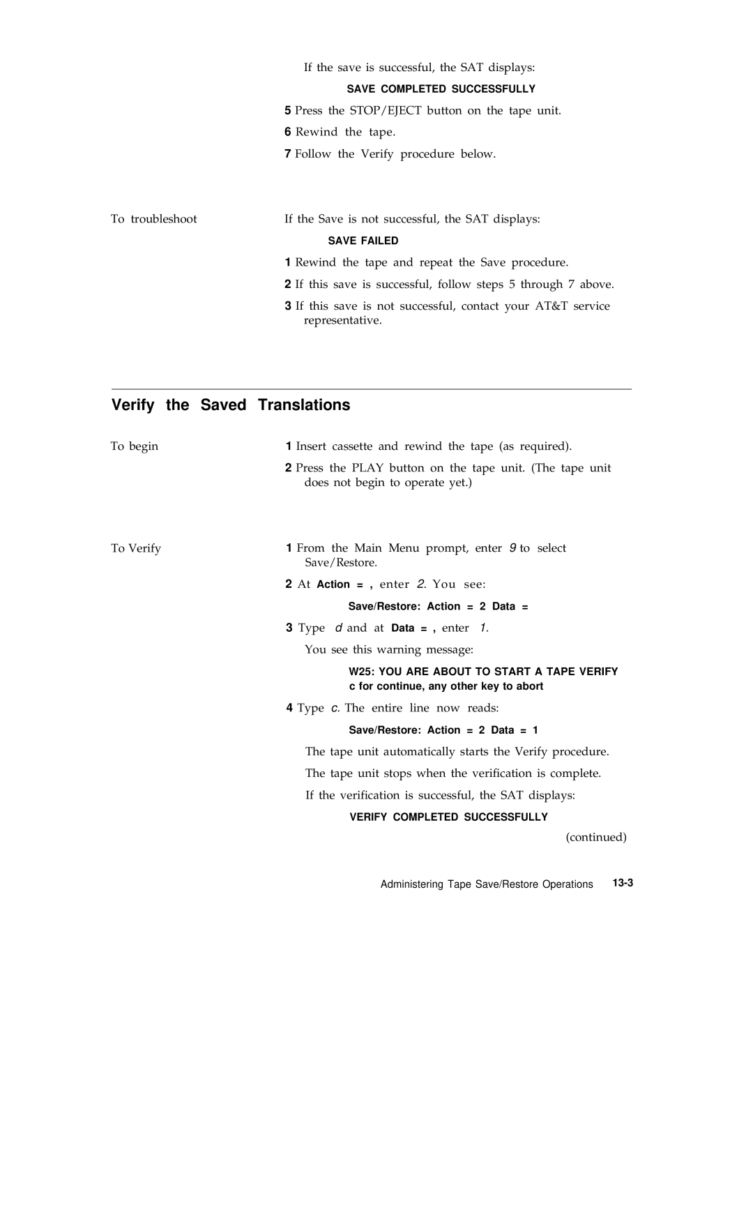 AT&T R1V2 manual Verify Saved Translations 