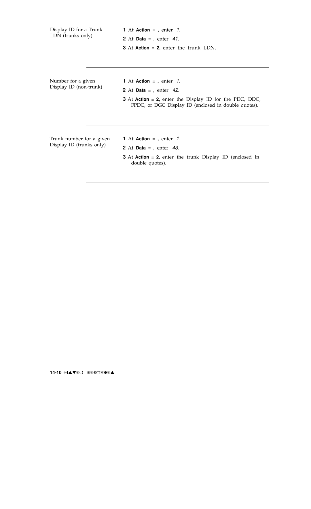 AT&T R1V2 manual Display ID for a Trunk 