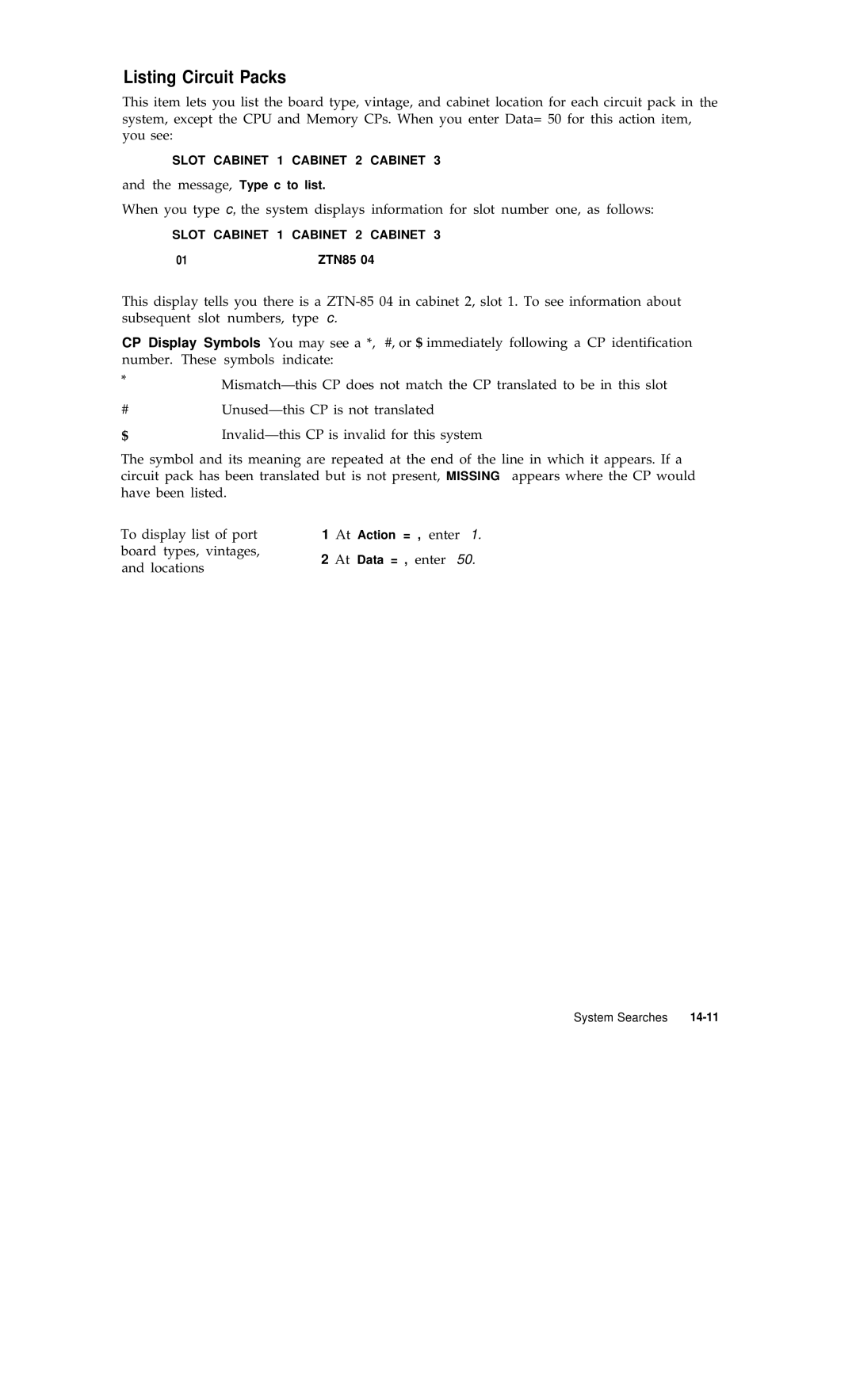 AT&T R1V2 manual Listing Circuit Packs 