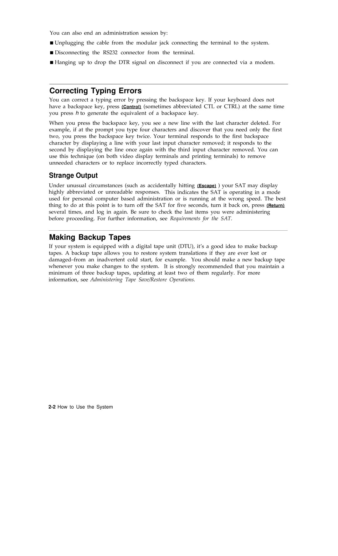 AT&T R1V2 manual Correcting Typing Errors, Making Backup Tapes, Strange Output 