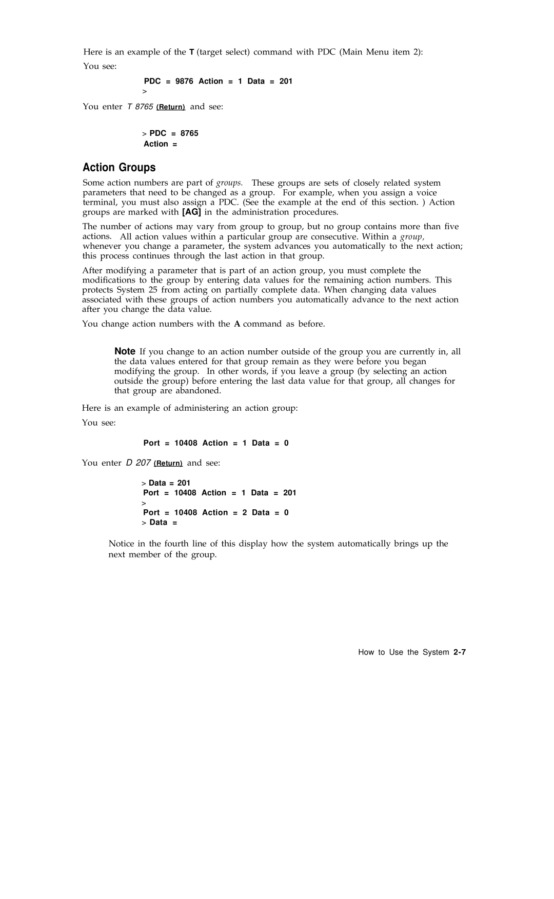 AT&T R1V2 manual Action Groups 