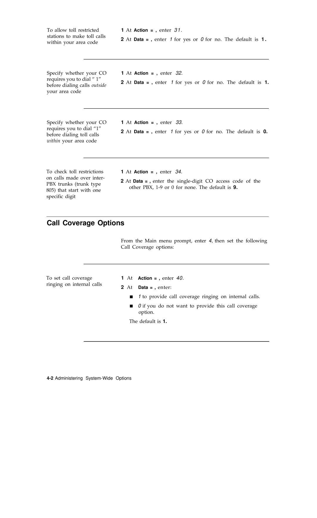 AT&T R1V2 manual Call Coverage Options 