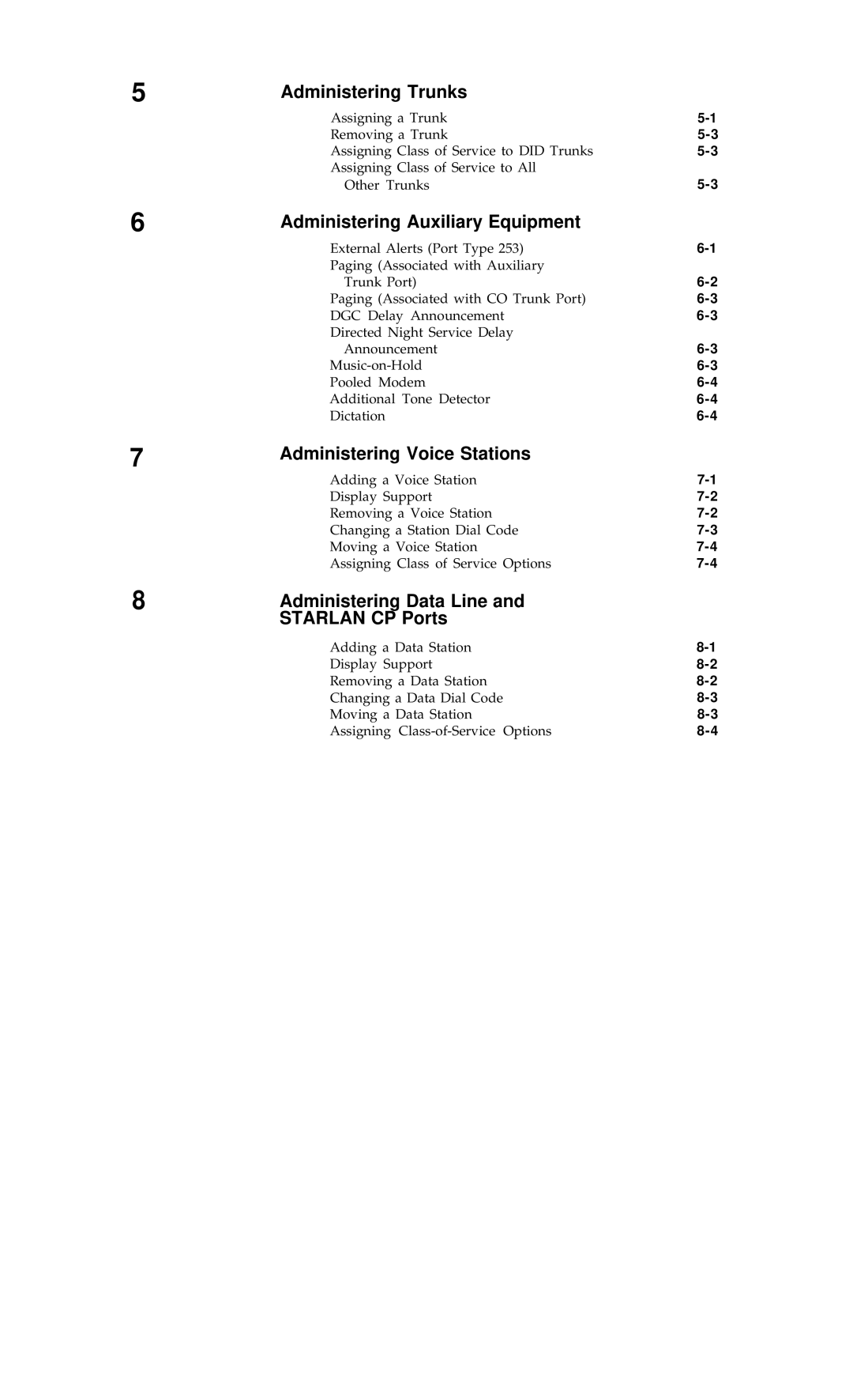 AT&T R1V2 manual Administering Trunks, Administering Auxiliary Equipment, Administering Voice Stations 