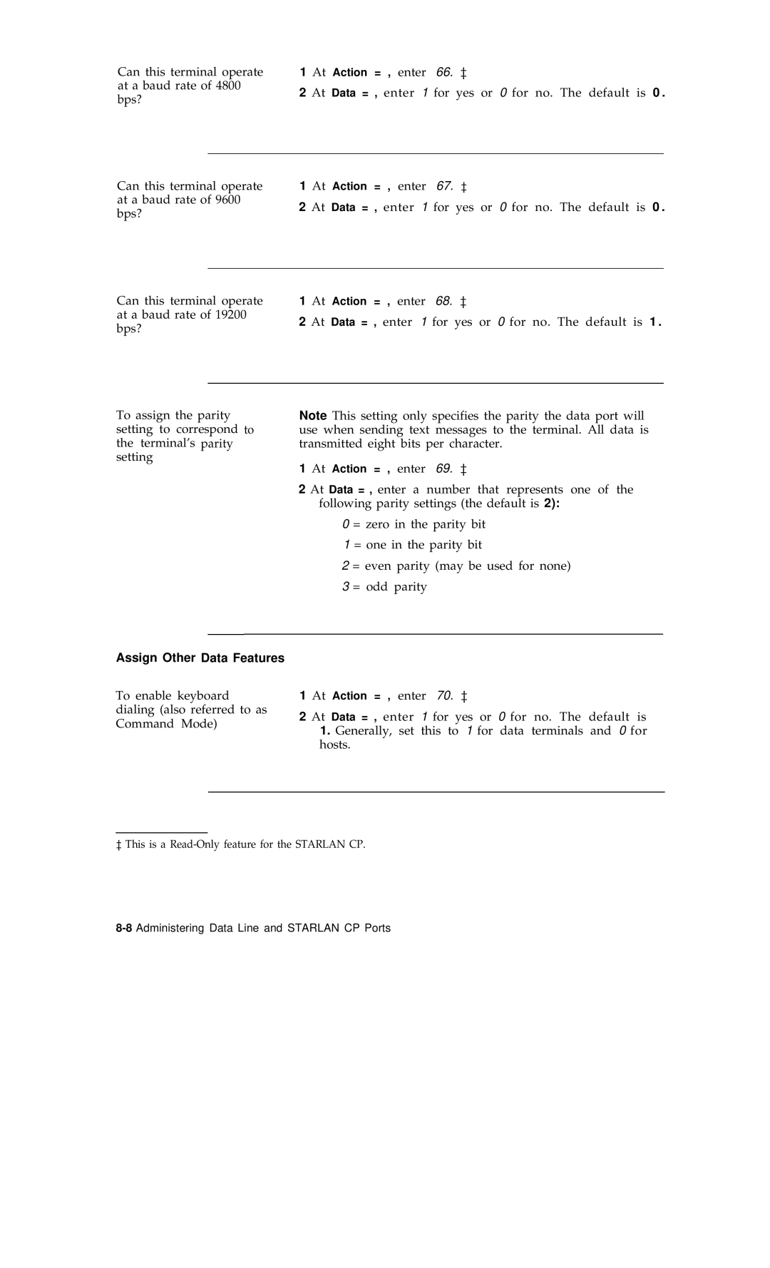 AT&T R1V2 manual Assign Other Data Features 