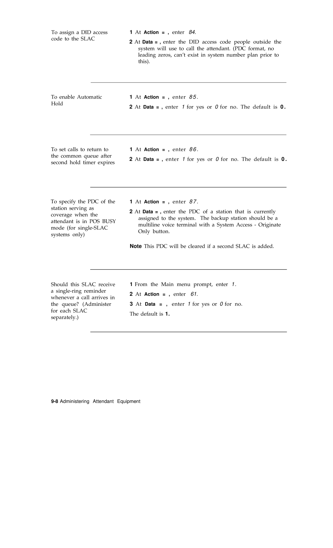 AT&T R1V2 manual To assign a did access code to the Slac 