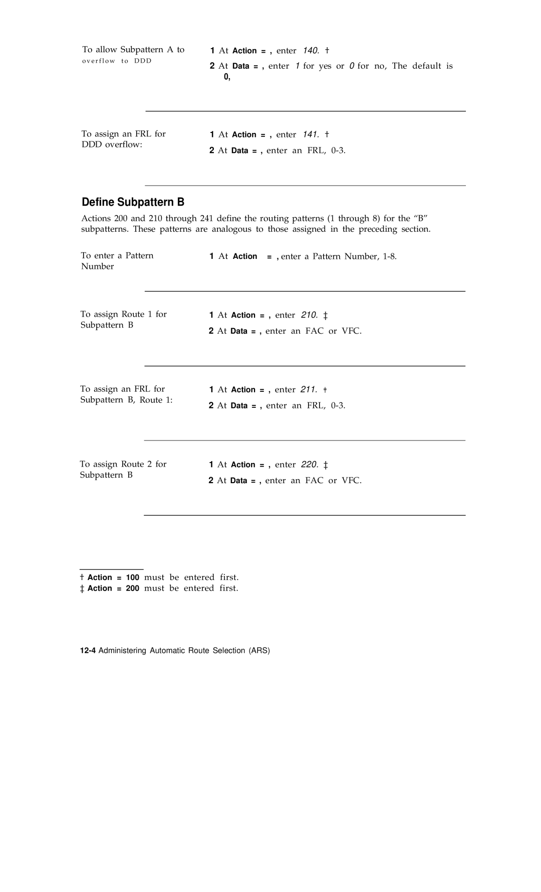 AT&T R1V2 manual Define Subpattern B 