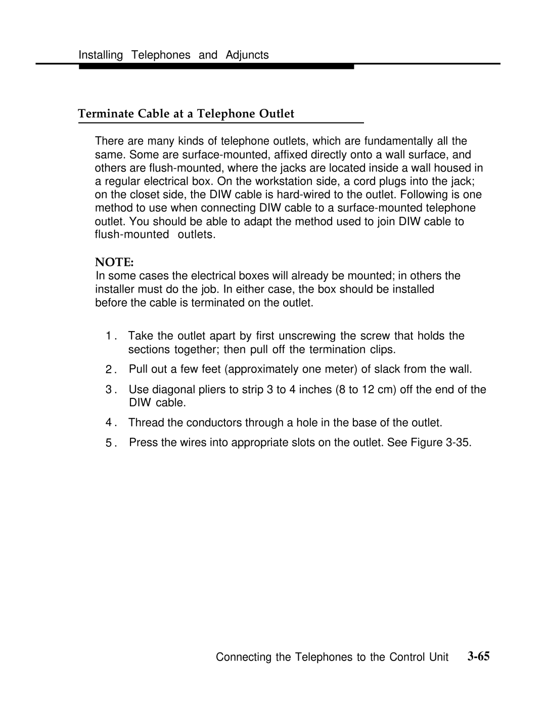 AT&T Release 2.0 manual Terminate Cable at a Telephone Outlet 