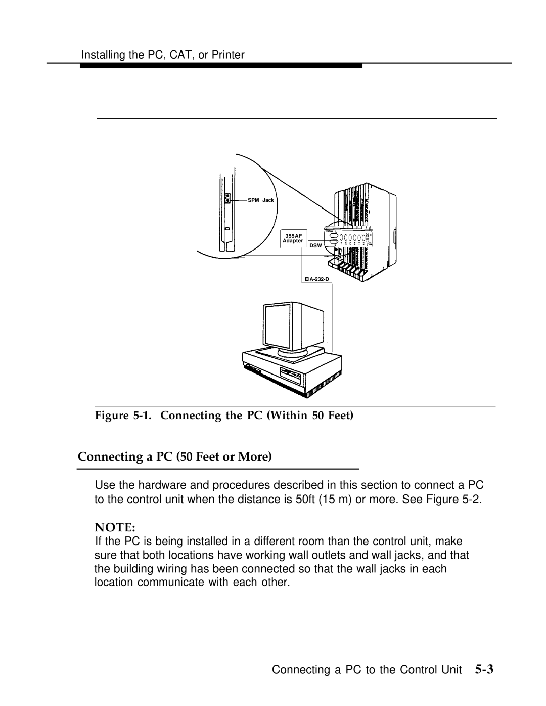 AT&T Release 2.0 manual Connecting a PC 50 Feet or More, Connecting the PC Within 50 Feet 