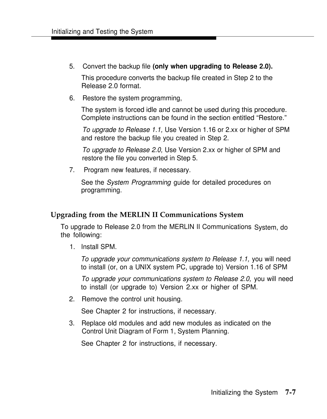 AT&T Release 2.0 manual Upgrading from the Merlin II Communications System 