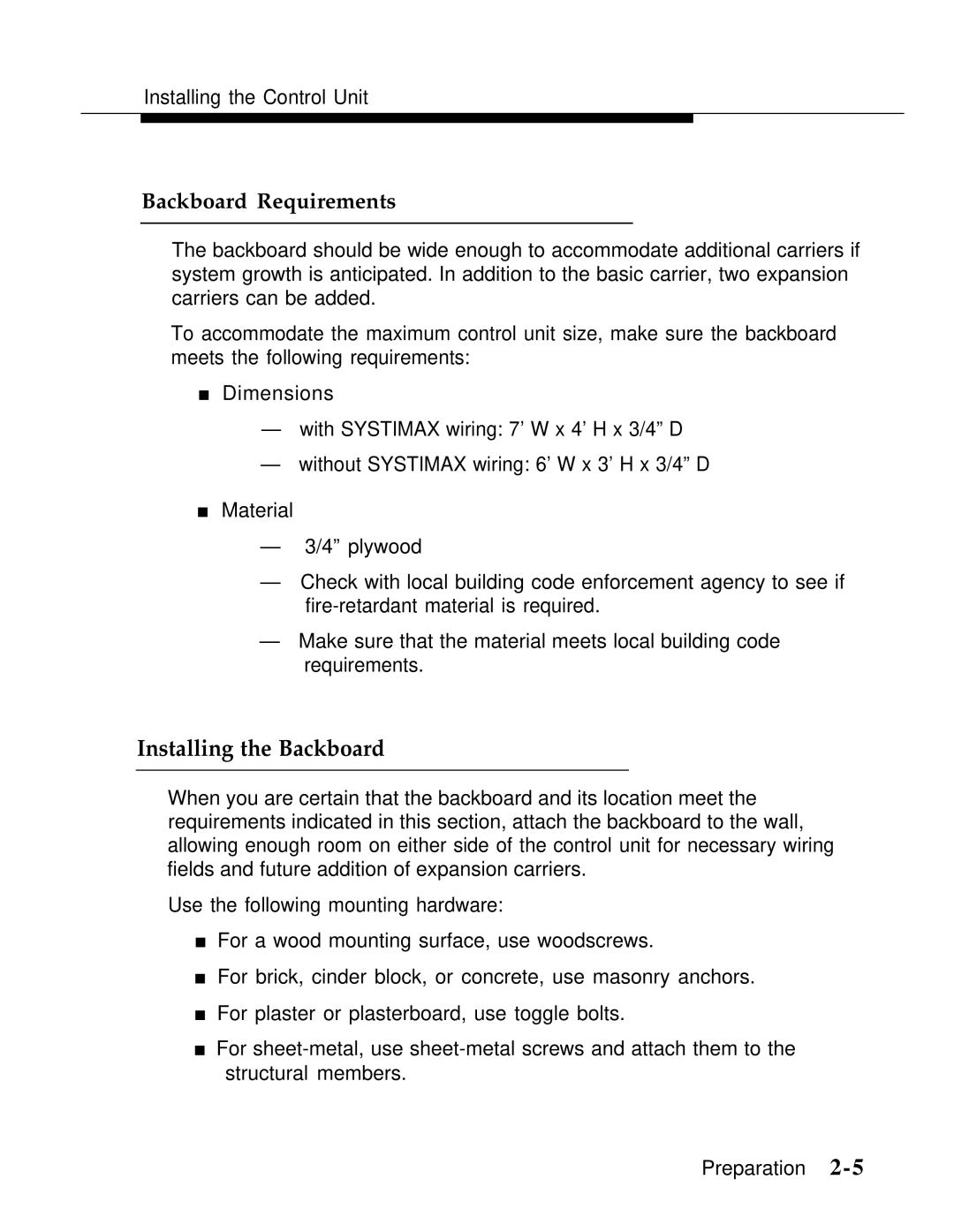 AT&T Release 2.0 manual Installing the Backboard, Backboard Requirements 