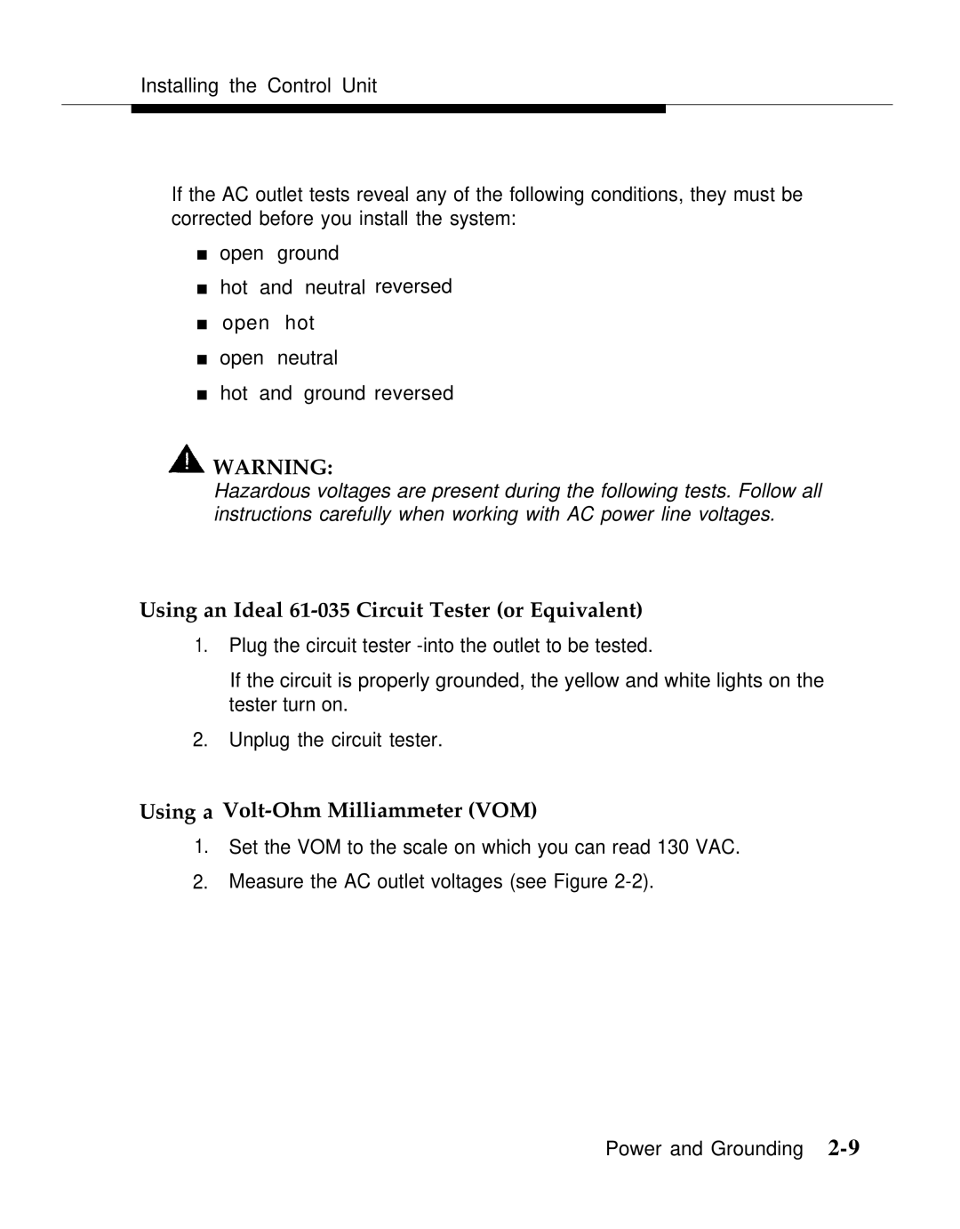 AT&T Release 2.0 manual Using an Ideal 61-035 Circuit Tester or Equivalent, Using a Volt-Ohm Milliammeter VOM 