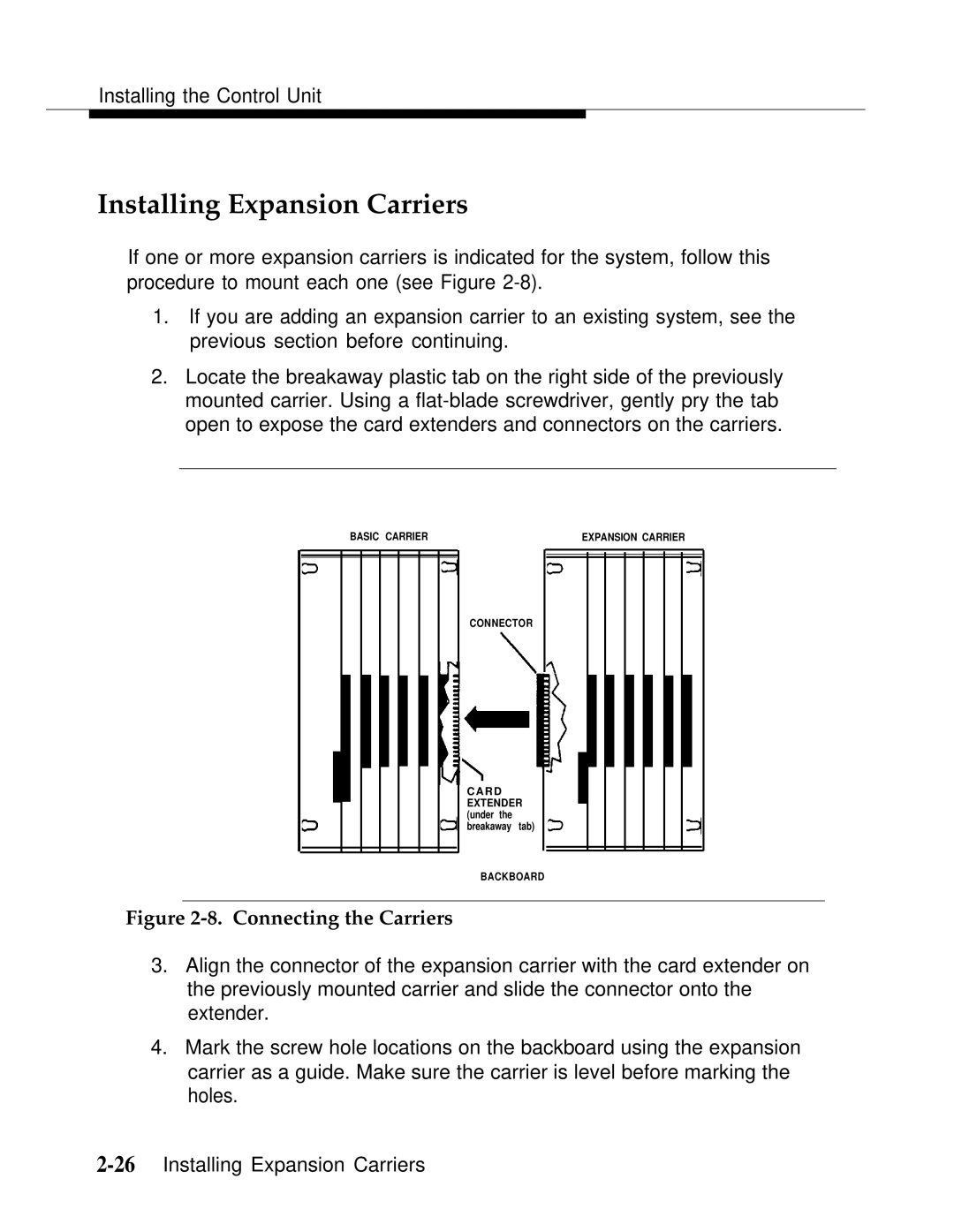 AT&T Release 2.0 manual Installing Expansion Carriers, Connecting the Carriers 