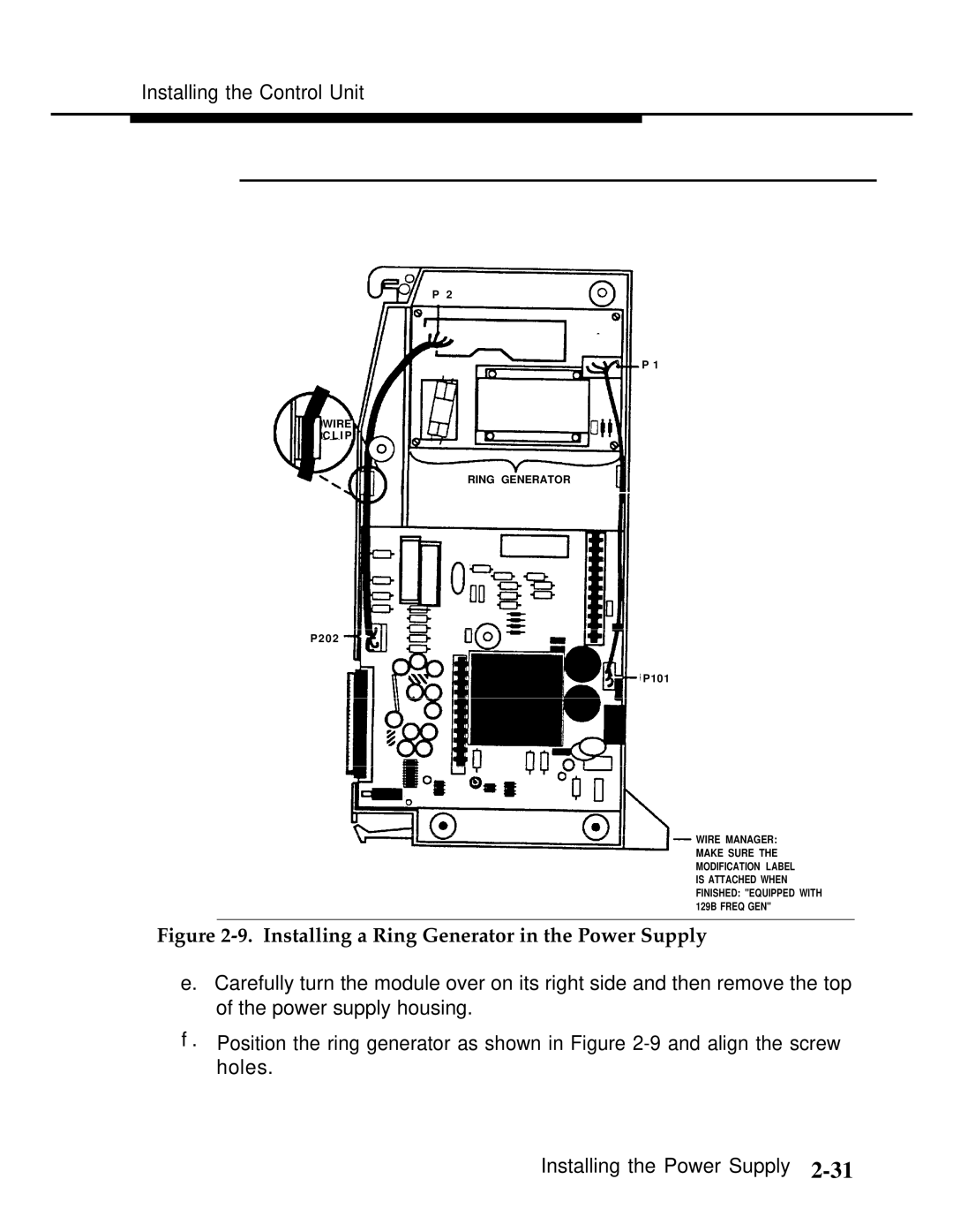 AT&T Release 2.0 manual Installing a Ring Generator in the Power Supply 