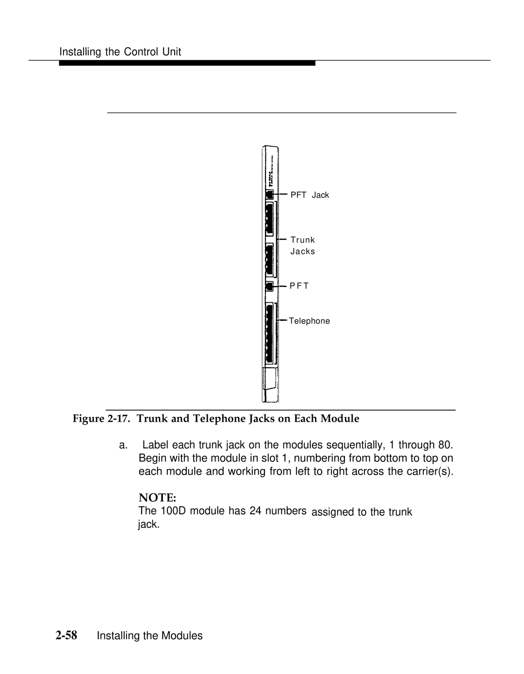 AT&T Release 2.0 manual Trunk and Telephone Jacks on Each Module 