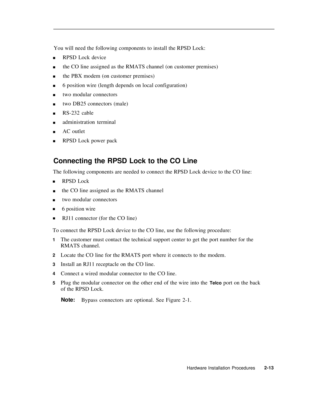 AT&T Remote Port Security Device user manual Connecting the Rpsd Lock to the CO Line 