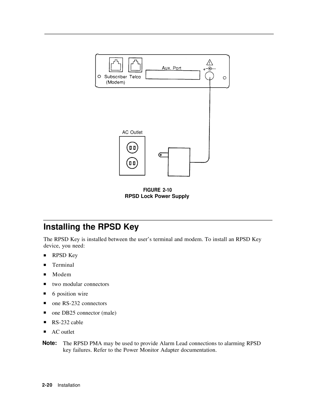 AT&T Remote Port Security Device user manual Installing the Rpsd Key 