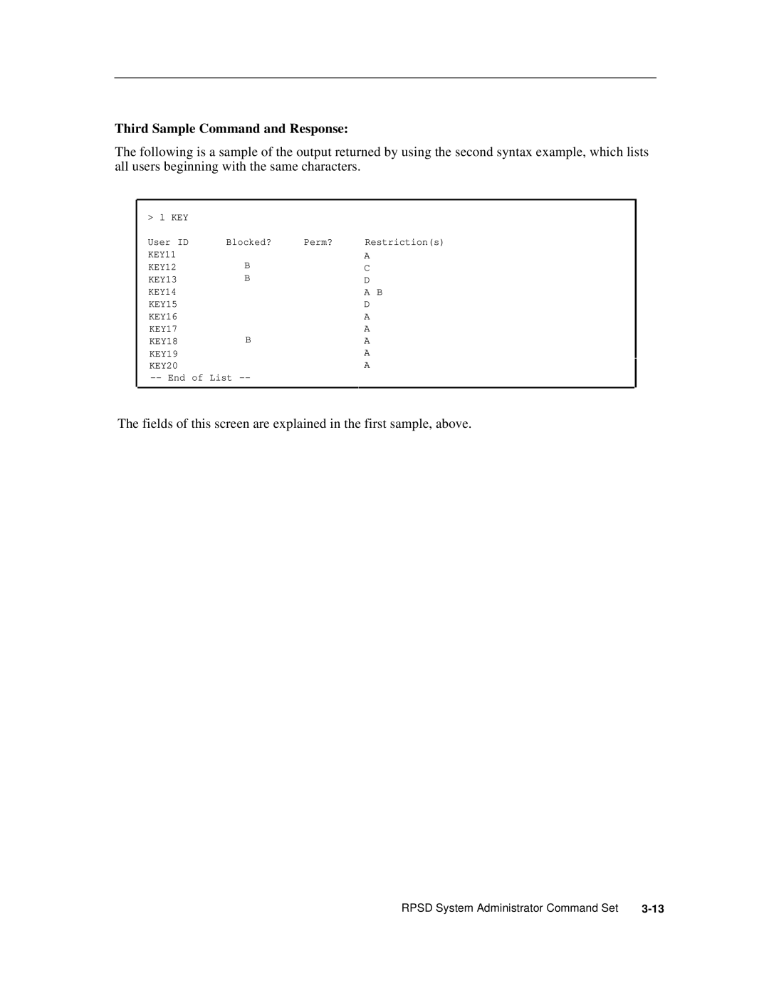 AT&T Remote Port Security Device user manual Third Sample Command and Response 