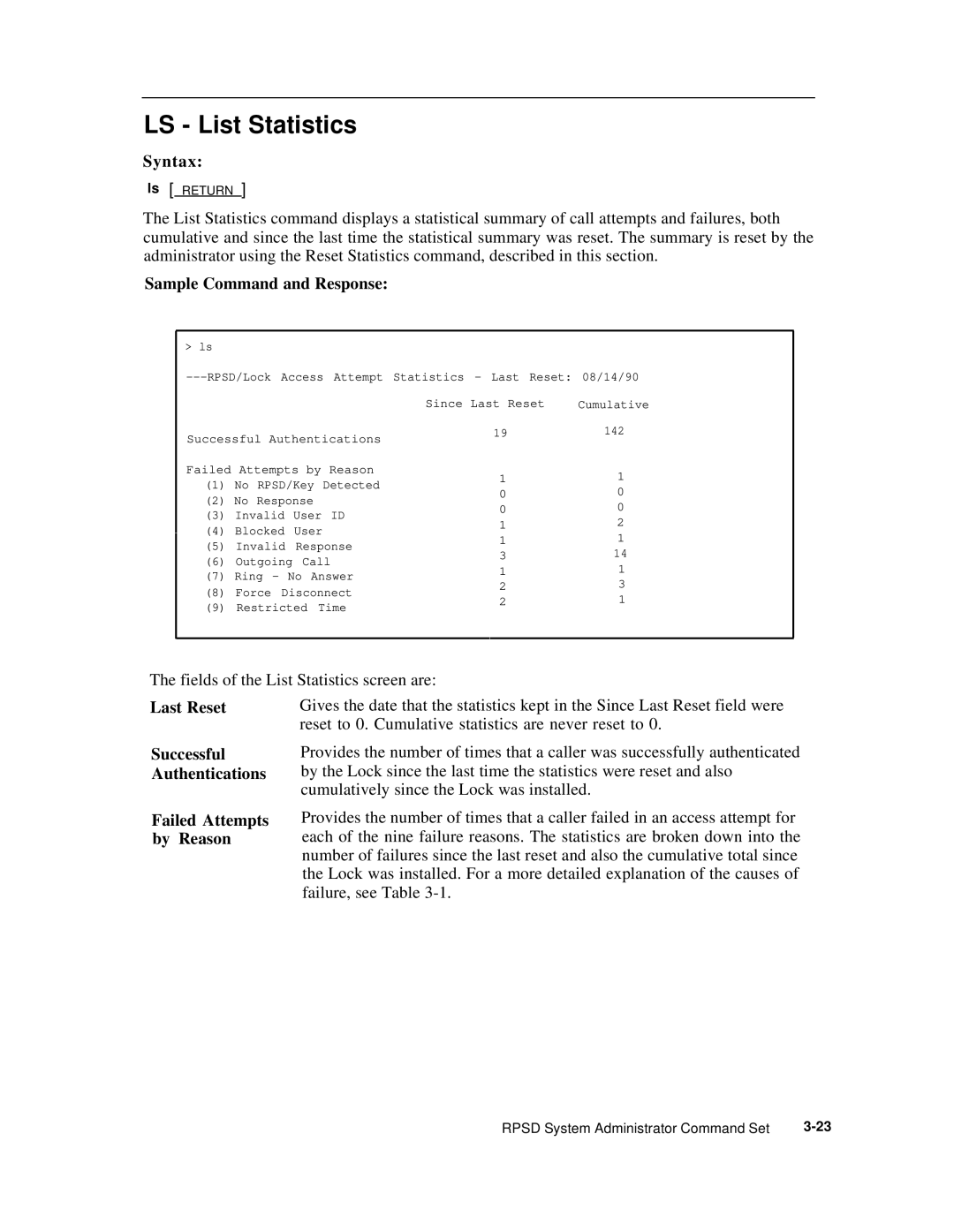 AT&T Remote Port Security Device user manual LS List Statistics 