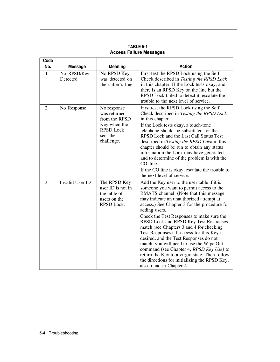 AT&T Remote Port Security Device user manual Check described in Testing the Rpsd Lock 