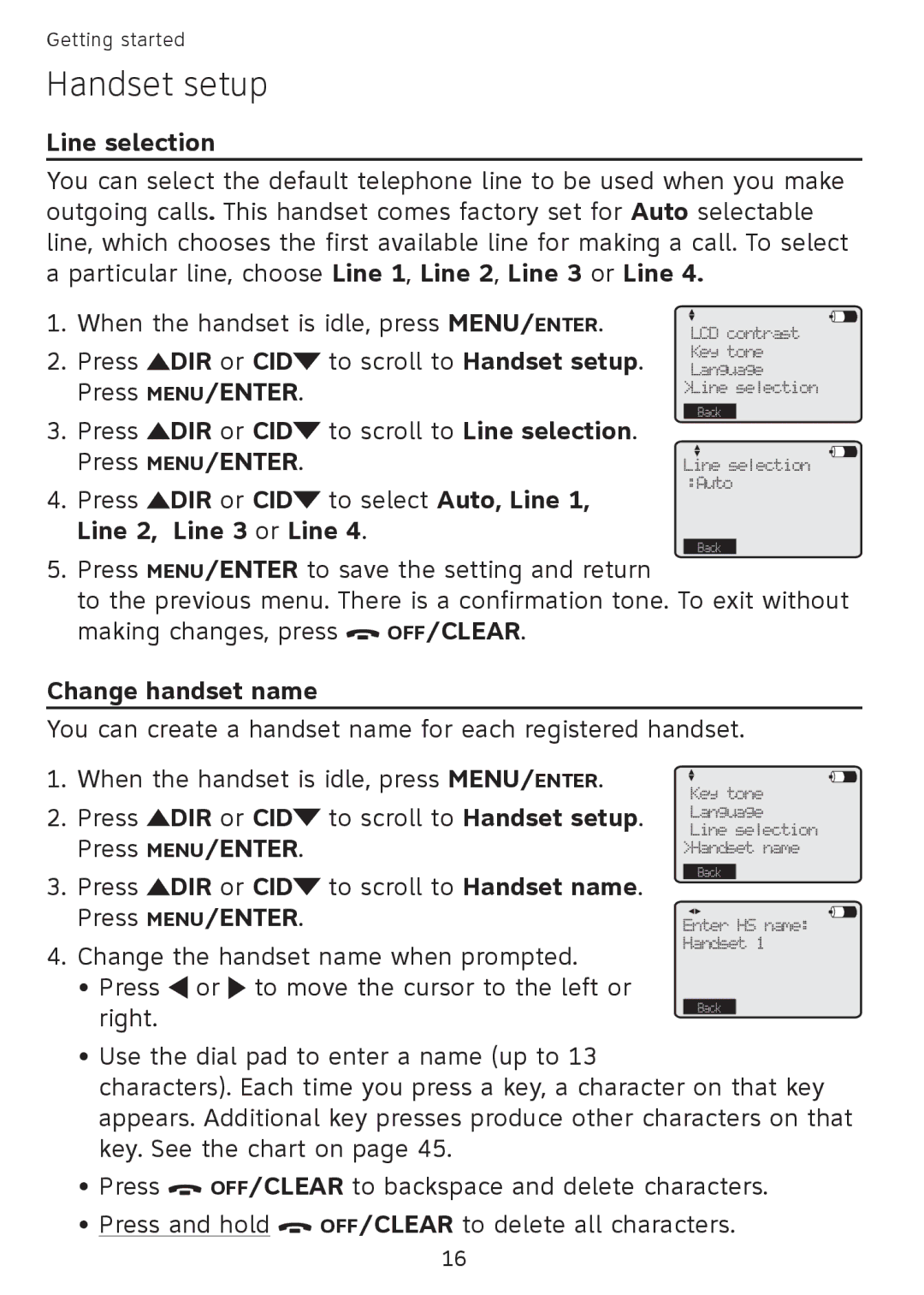 AT&T SB67108 user manual Line selection, Change handset name 