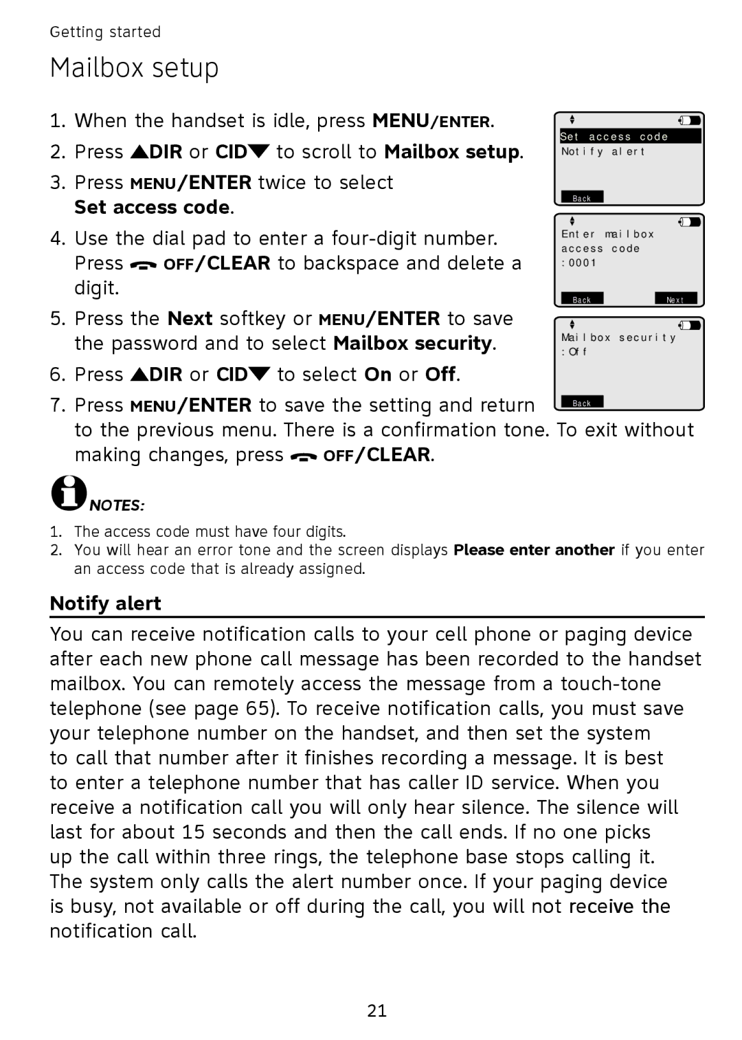 AT&T SB67108 user manual Notify alert 