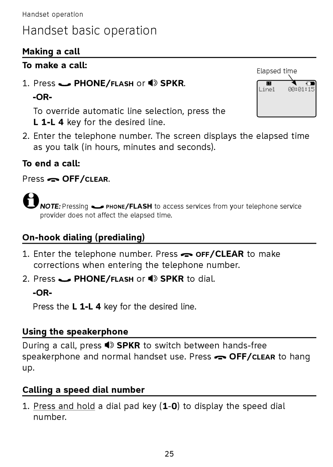 AT&T SB67108 user manual Handset basic operation 