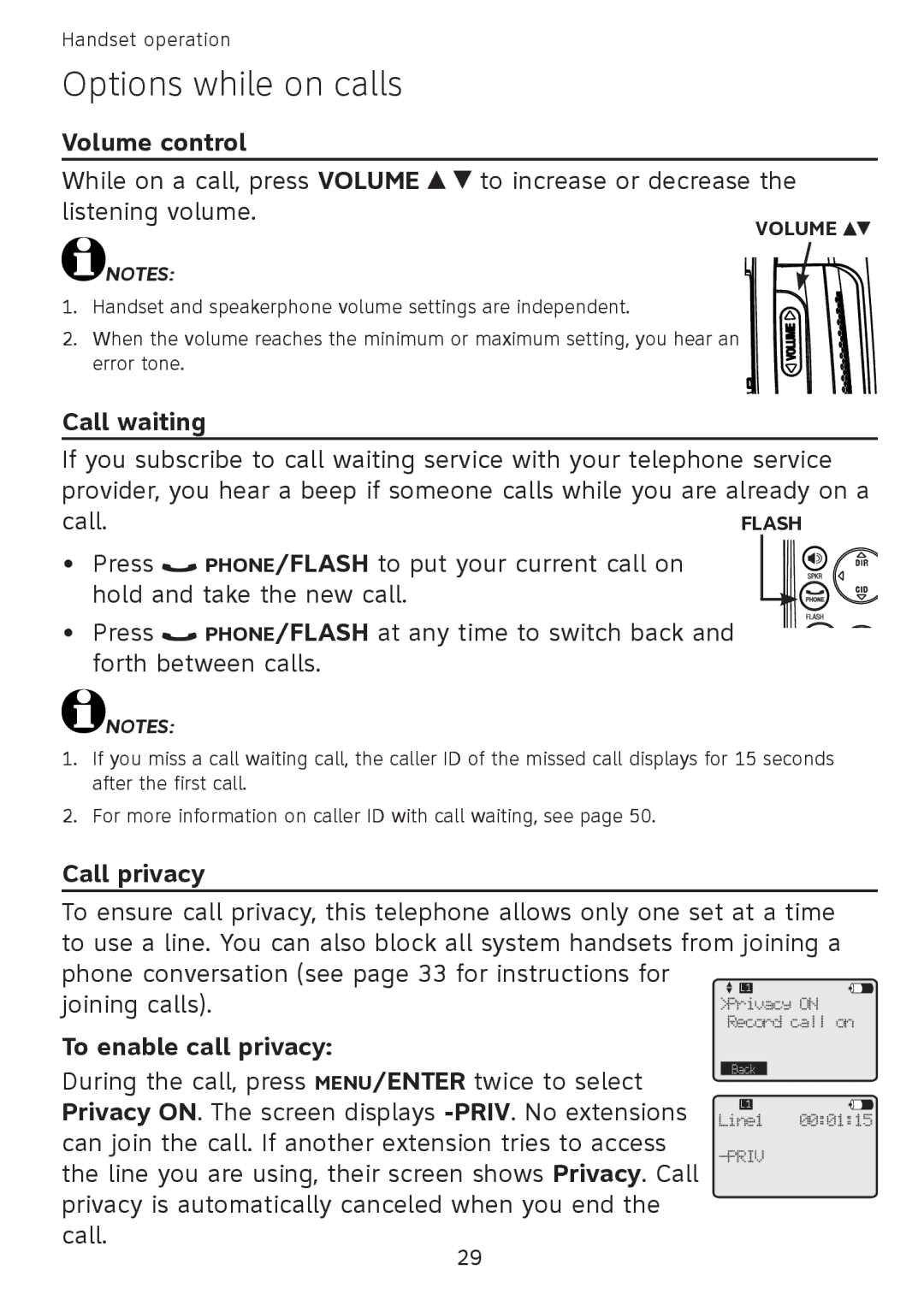 AT&T SB67108 user manual Options while on calls 