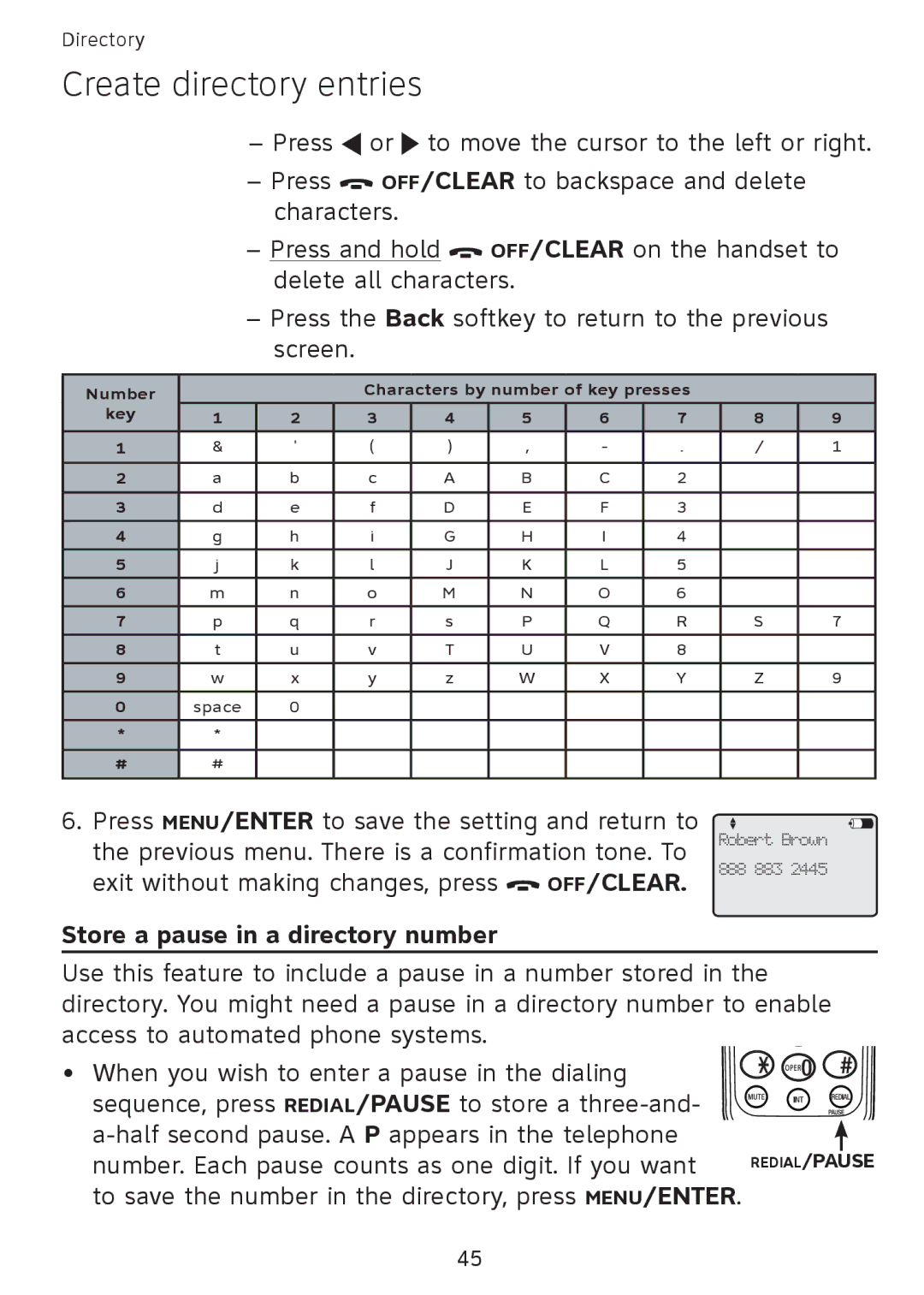 AT&T SB67108 user manual Store a pause in a directory number 