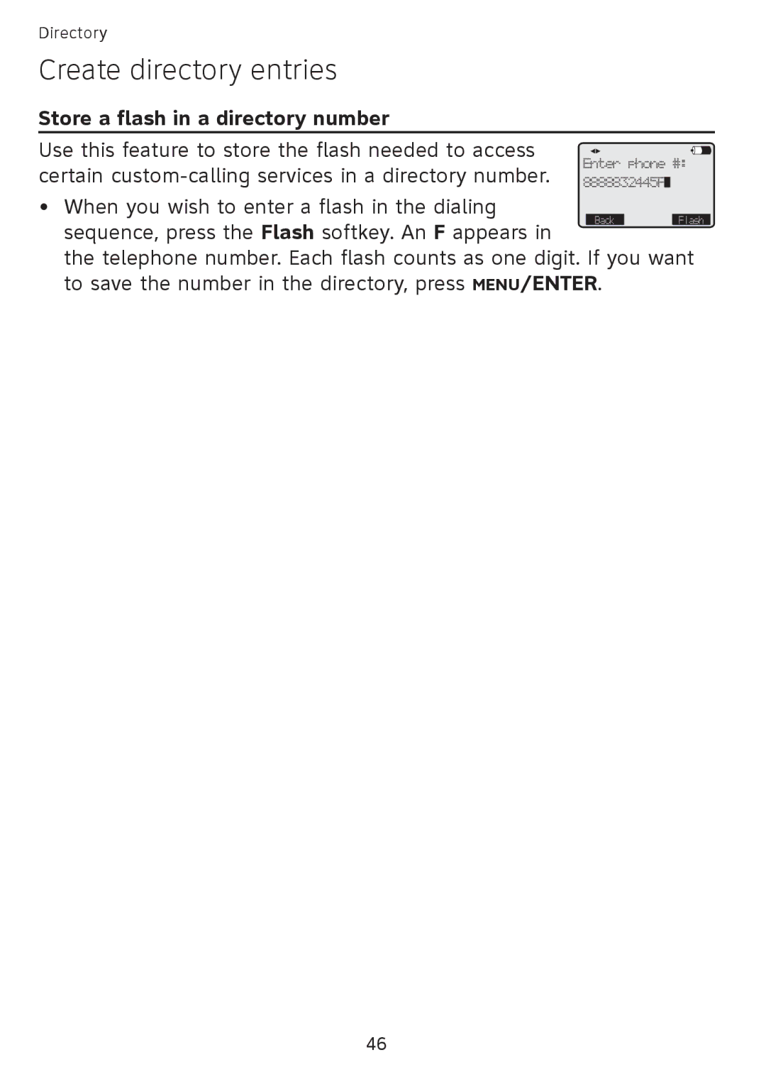 AT&T SB67108 user manual Store a flash in a directory number 