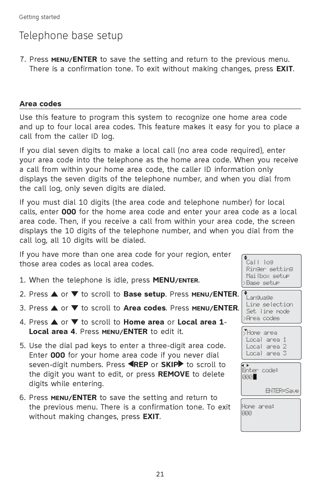 AT&T SB67118 user manual Area codes 