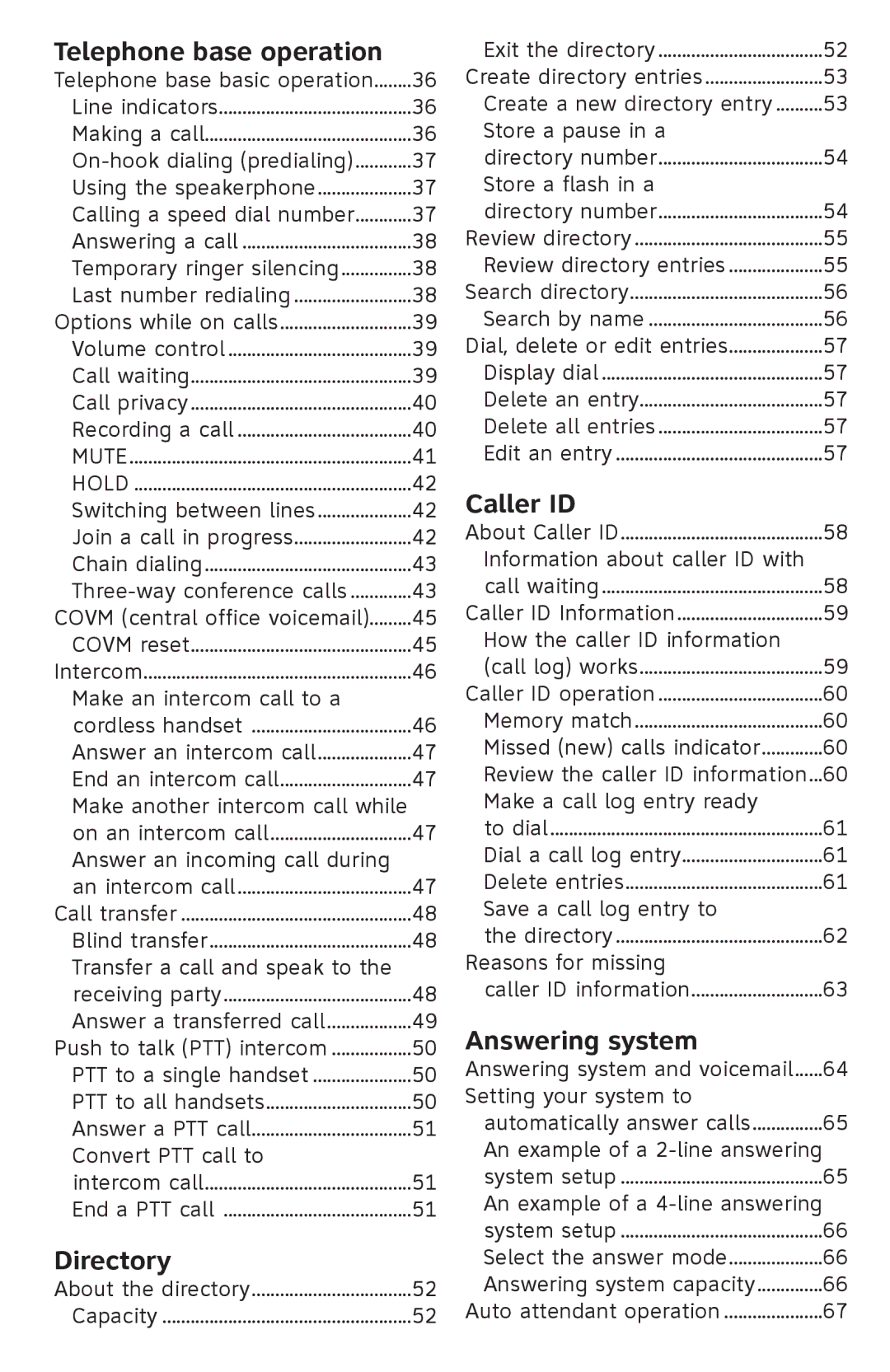 AT&T SB67118 user manual Telephone base operation 