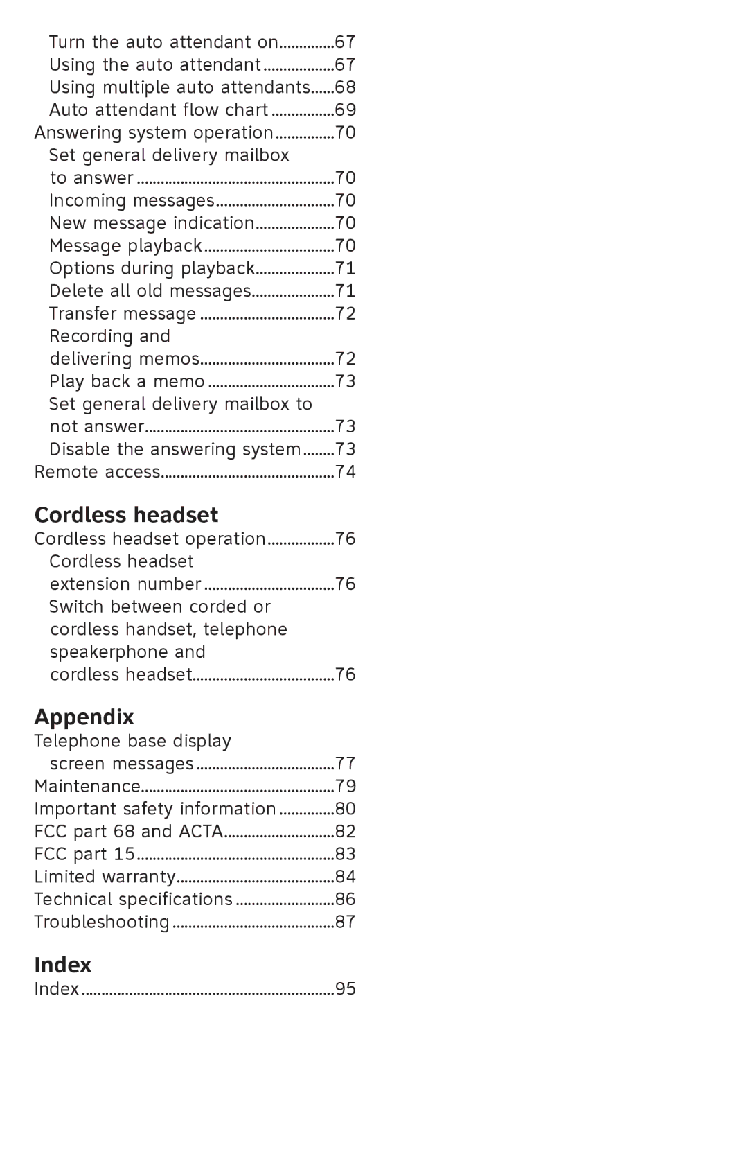 AT&T SB67118 user manual Index 