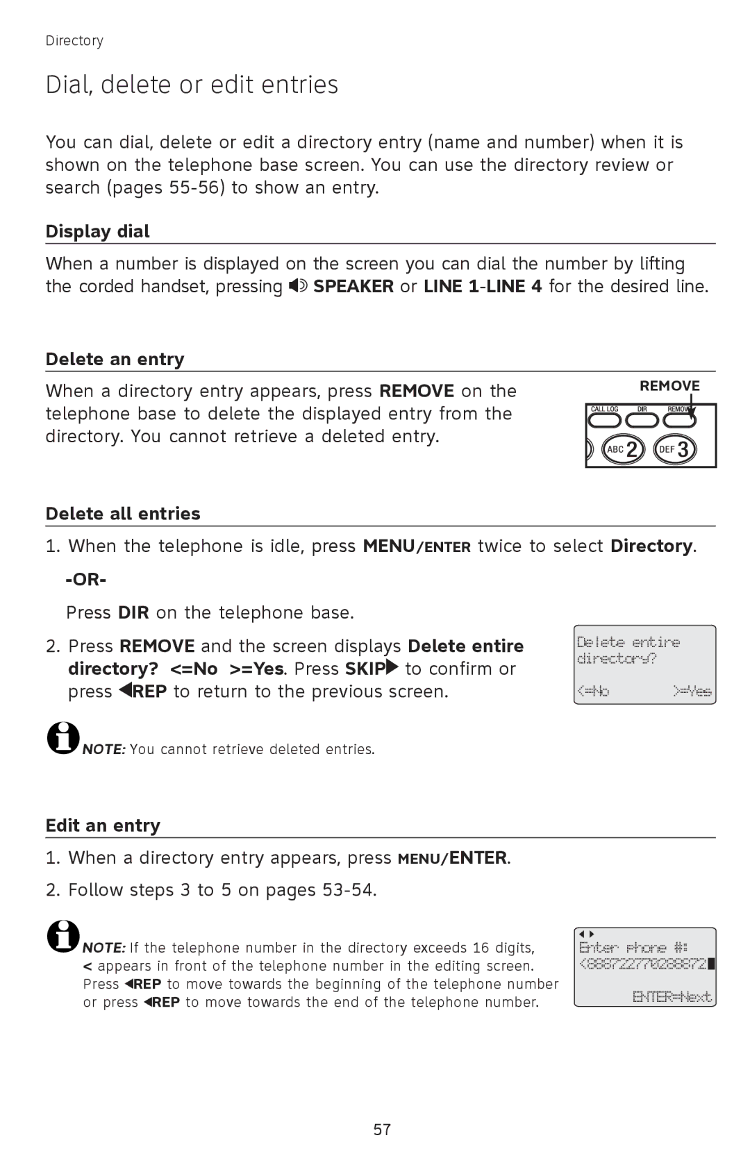 AT&T SB67118 user manual Dial, delete or edit entries 