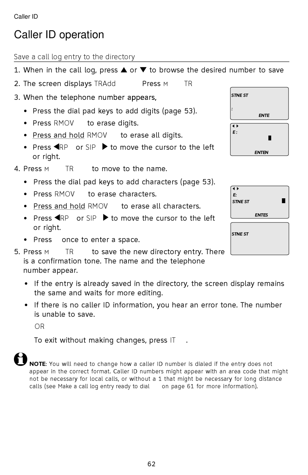 AT&T SB67118 user manual Save a call log entry to the directory, When the telephone number appears 