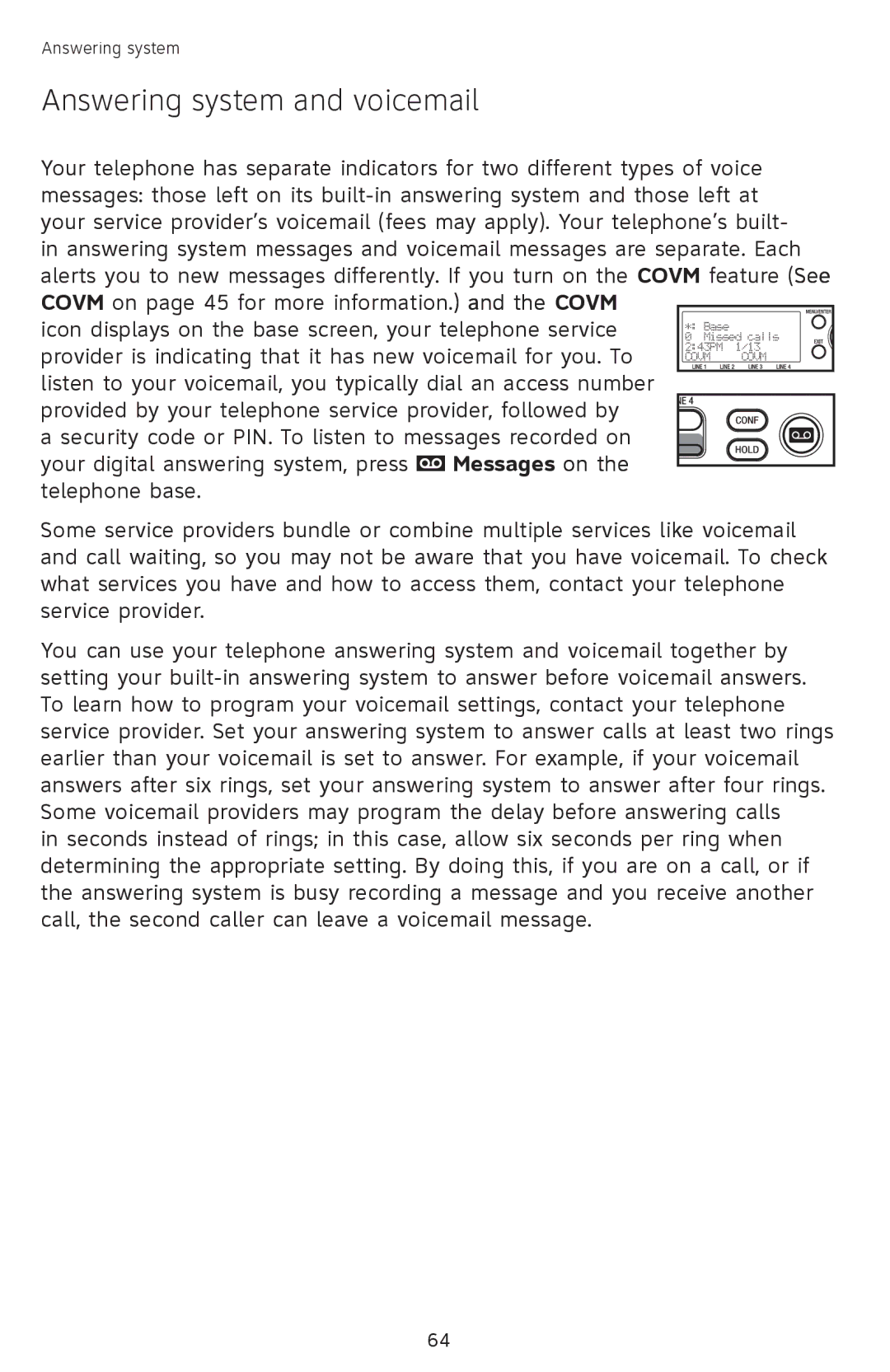 AT&T SB67118 user manual Answering system and voicemail, Messages on 