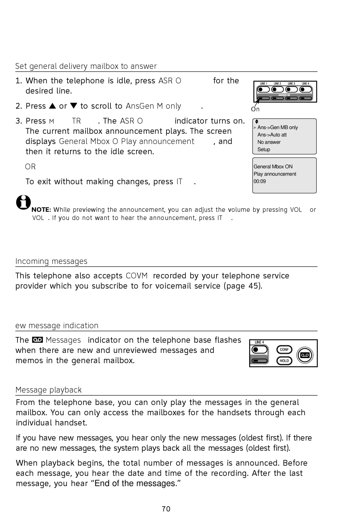 AT&T SB67118 user manual Answering system operation 