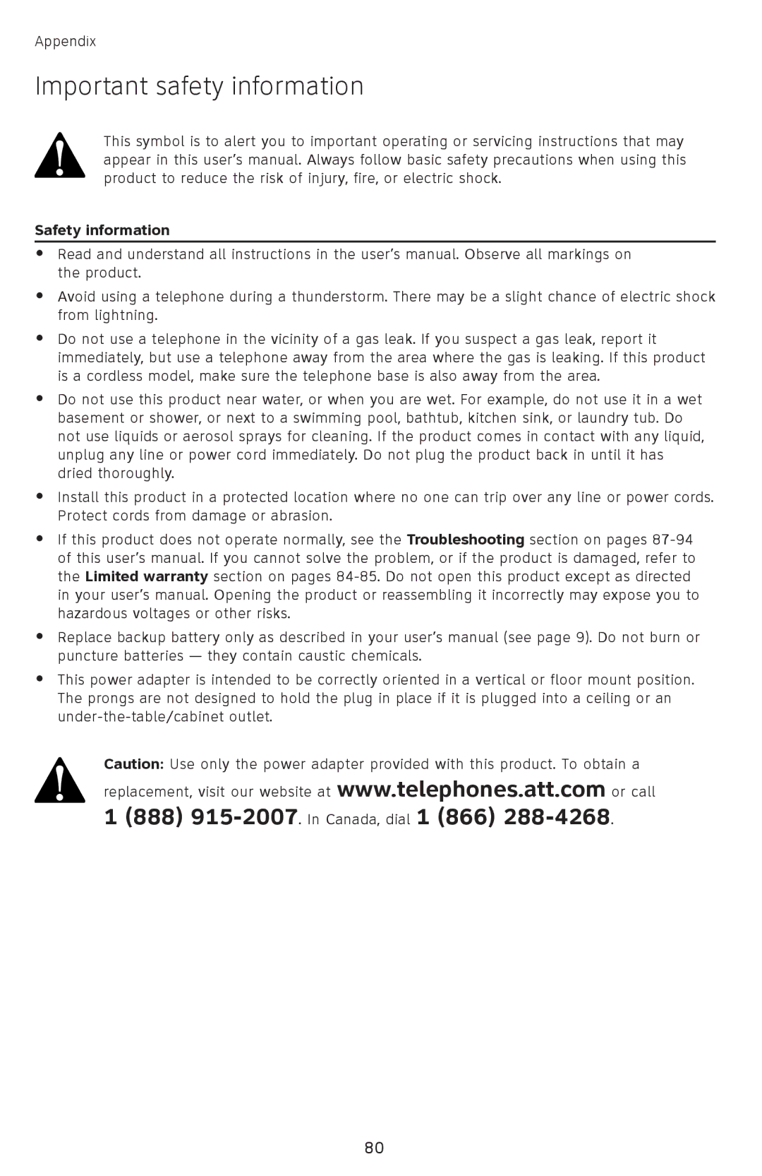 AT&T SB67118 user manual Important safety information, Safety information 