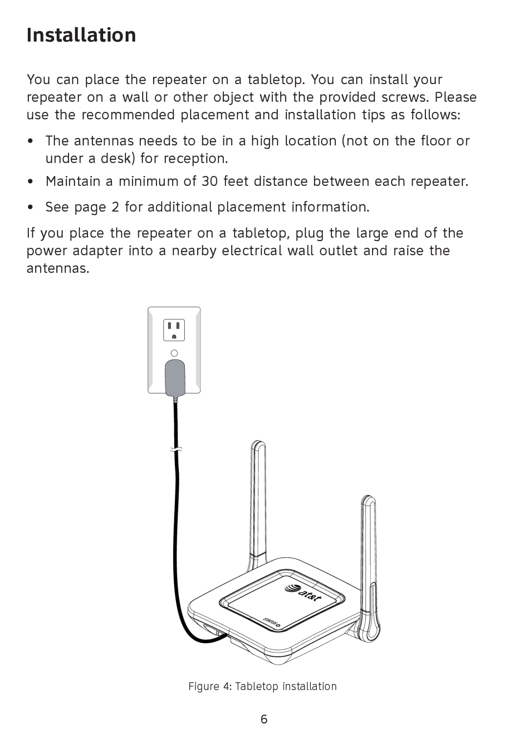 AT&T SB67128 user manual Tabletop installation 