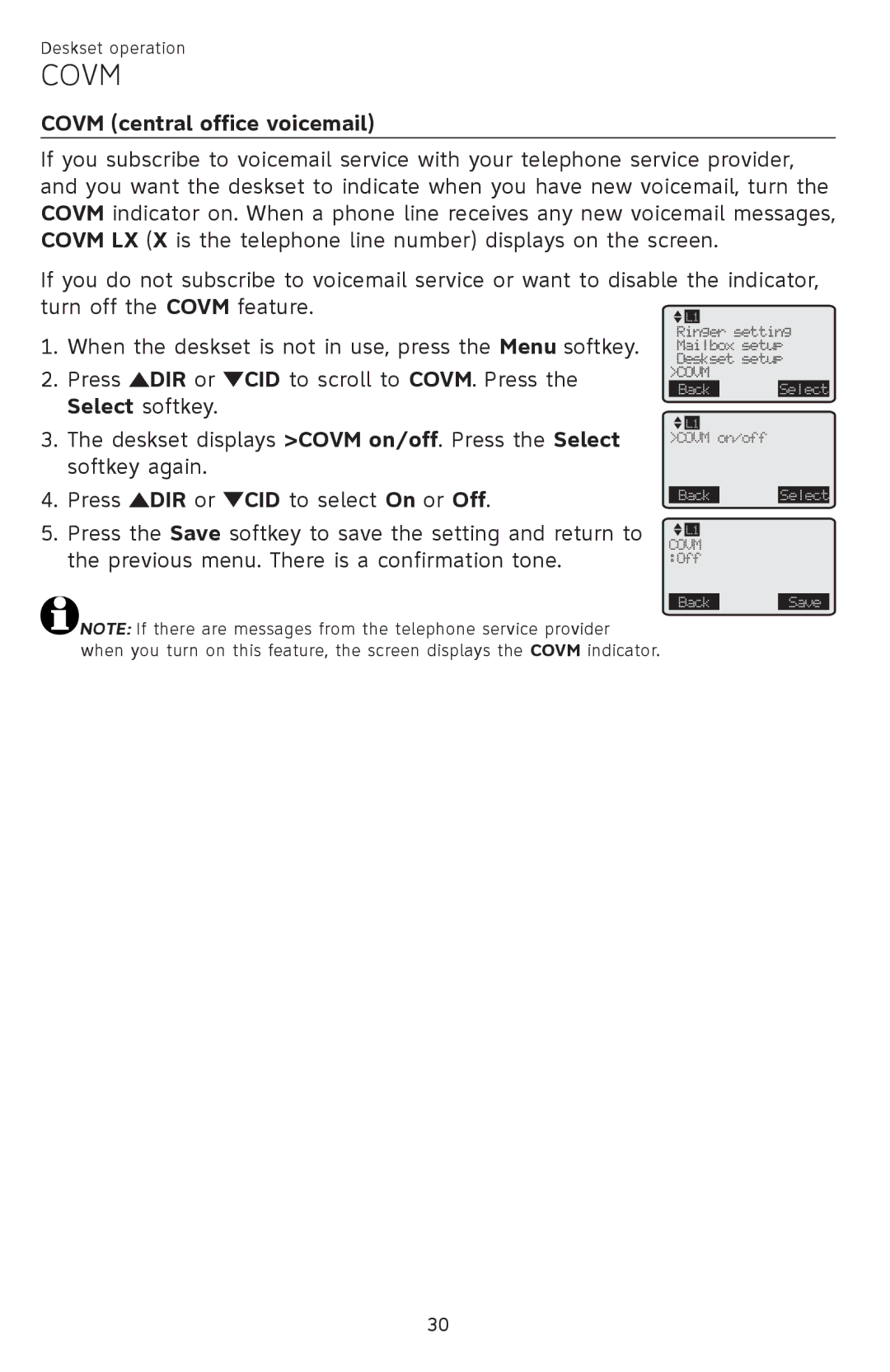 AT&T SB67148 user manual Turn off the Covm feature 