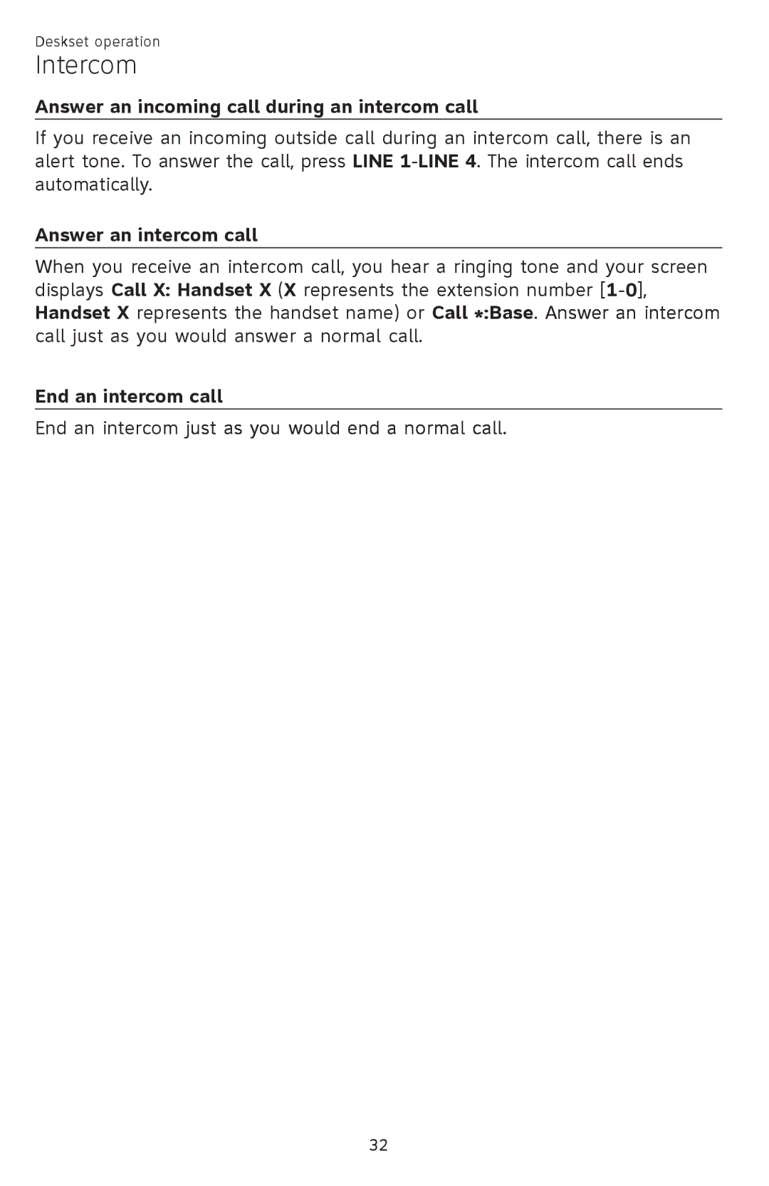 AT&T SB67148 user manual Answer an incoming call during an intercom call, Answer an intercom call 