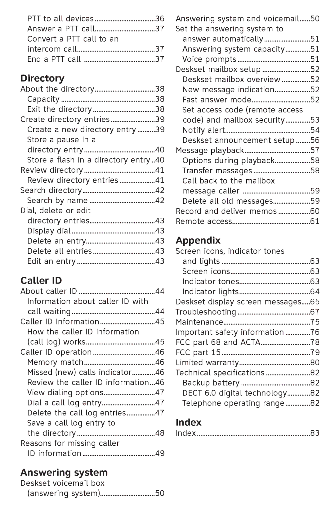 AT&T SB67148 user manual Index 