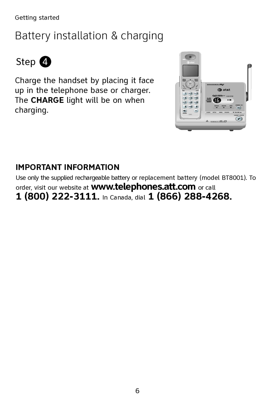 AT&T SL80108 user manual 800 222-3111. In Canada, dial 1 866 