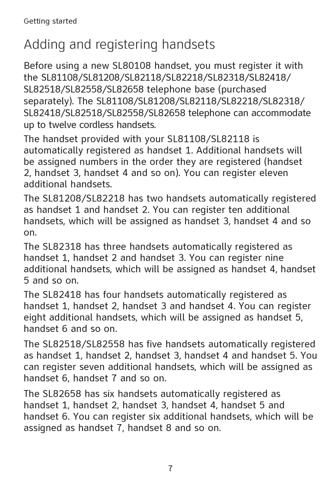 AT&T SL80108 user manual Adding and registering handsets 