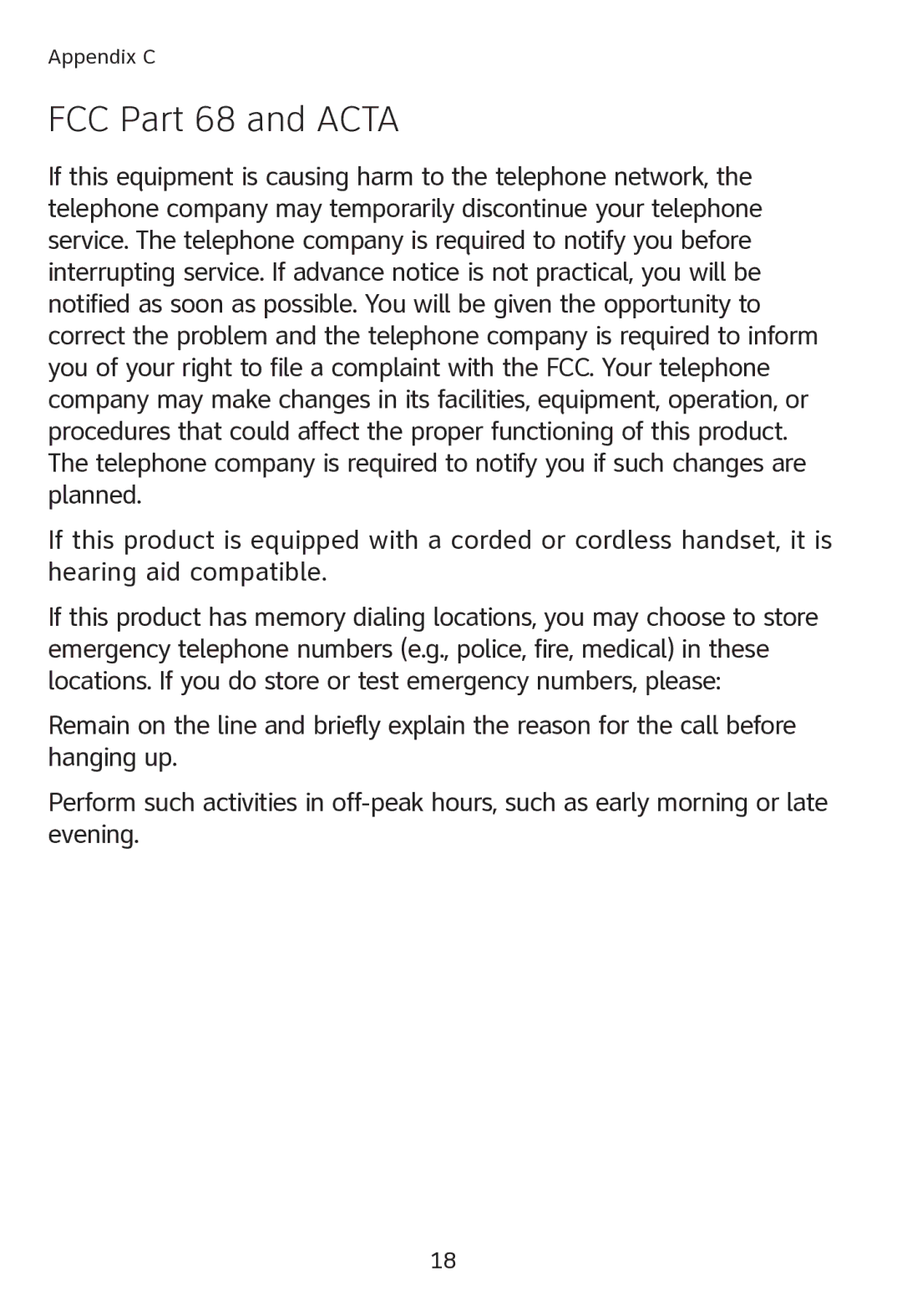 AT&T SL80108 user manual FCC Part 68 and Acta 