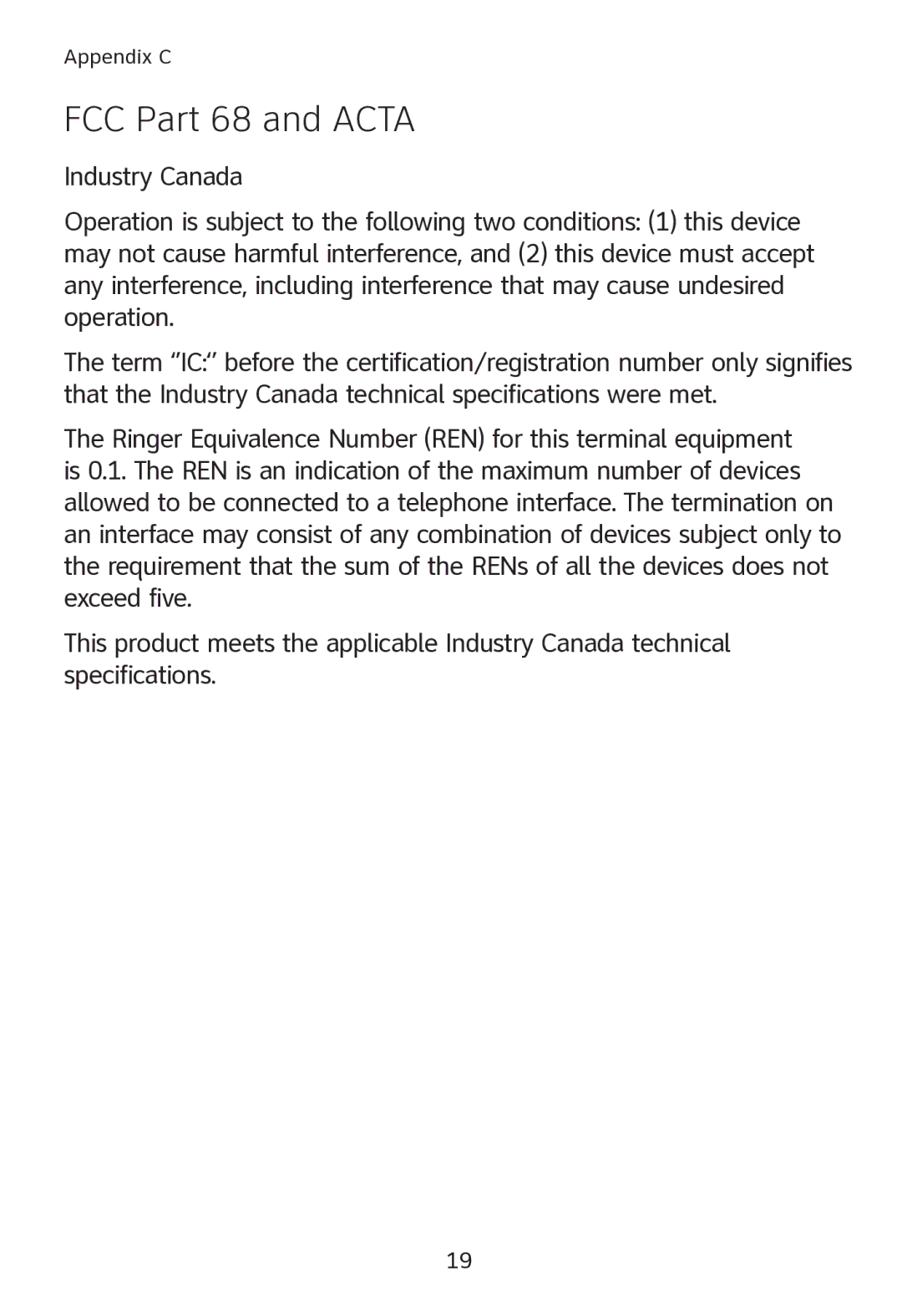 AT&T SL80108 user manual FCC Part 68 and Acta 