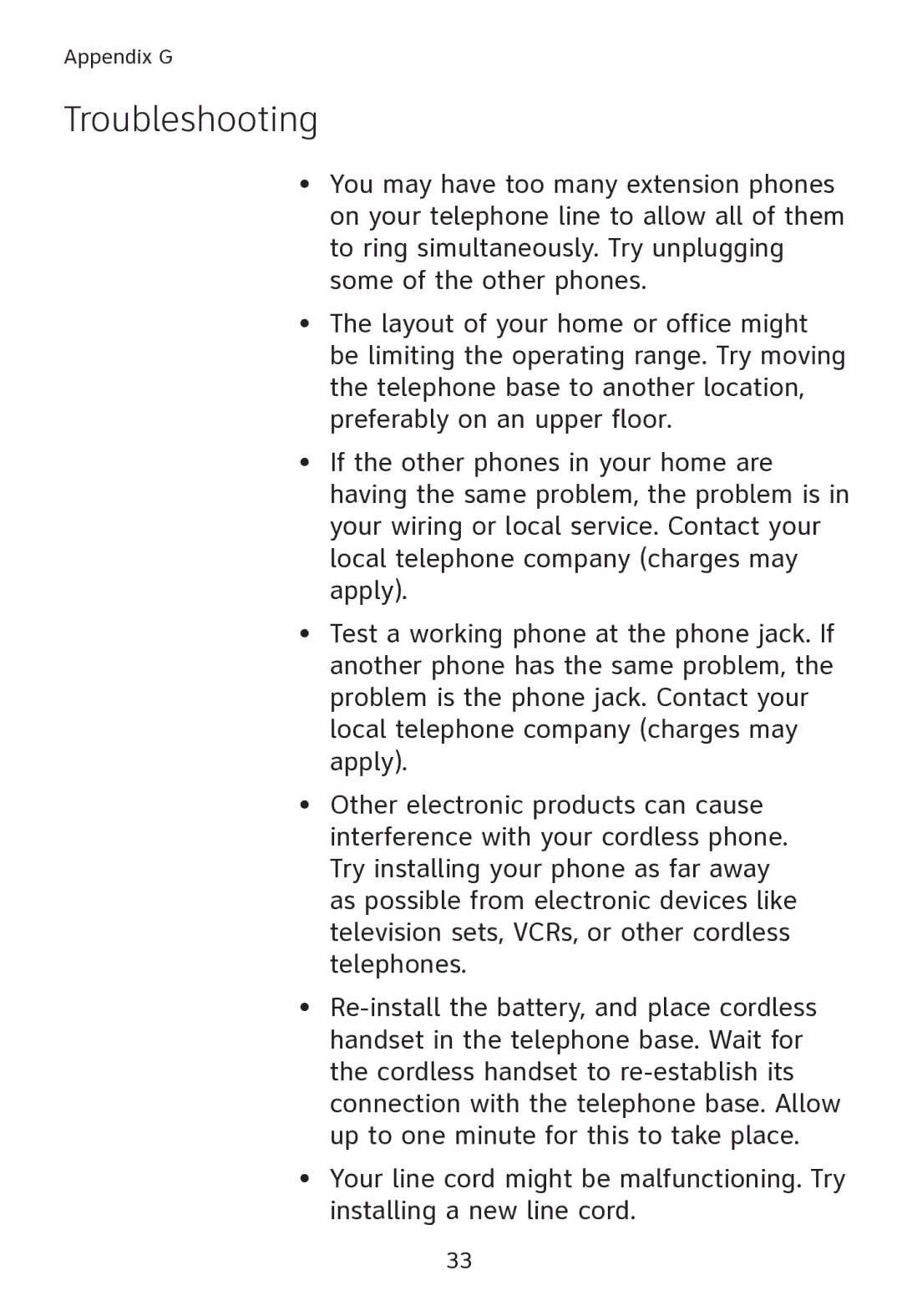 AT&T SL80108 user manual Troubleshooting 